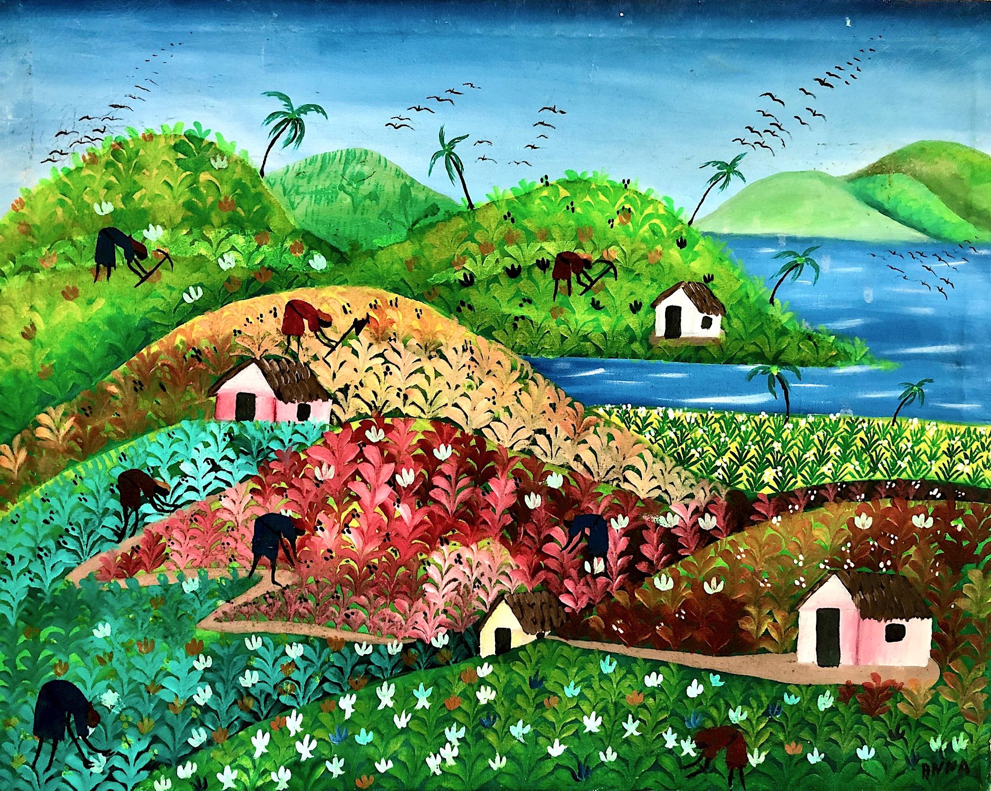 Haitian Countryside Folk Art Painting