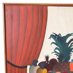 Pittura haitiana su tela di una natura morta di Gabriel Alix