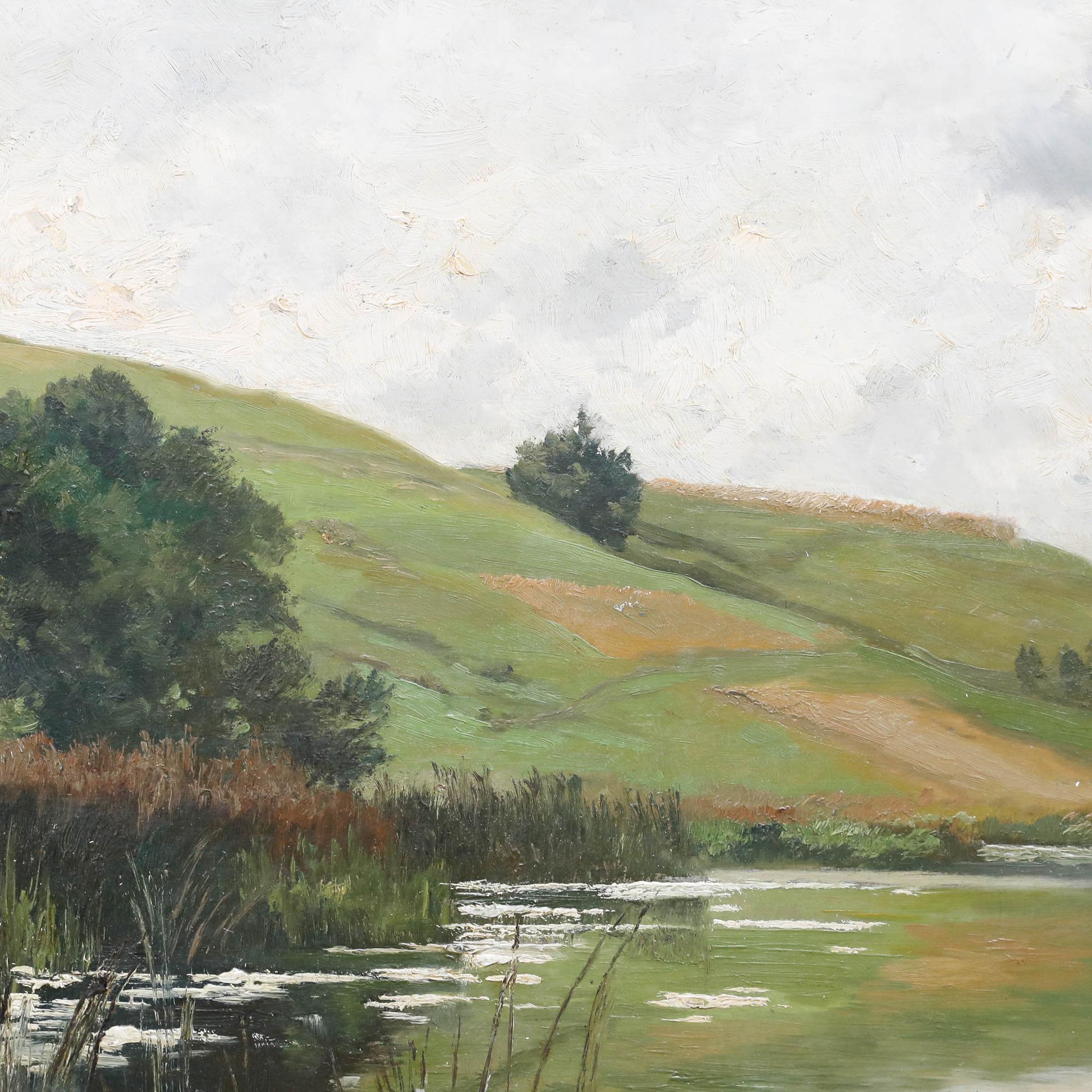Halberg-Krauss (1874-1951) - Olio dei primi del Novecento, Lago Egglburger in vendita 1
