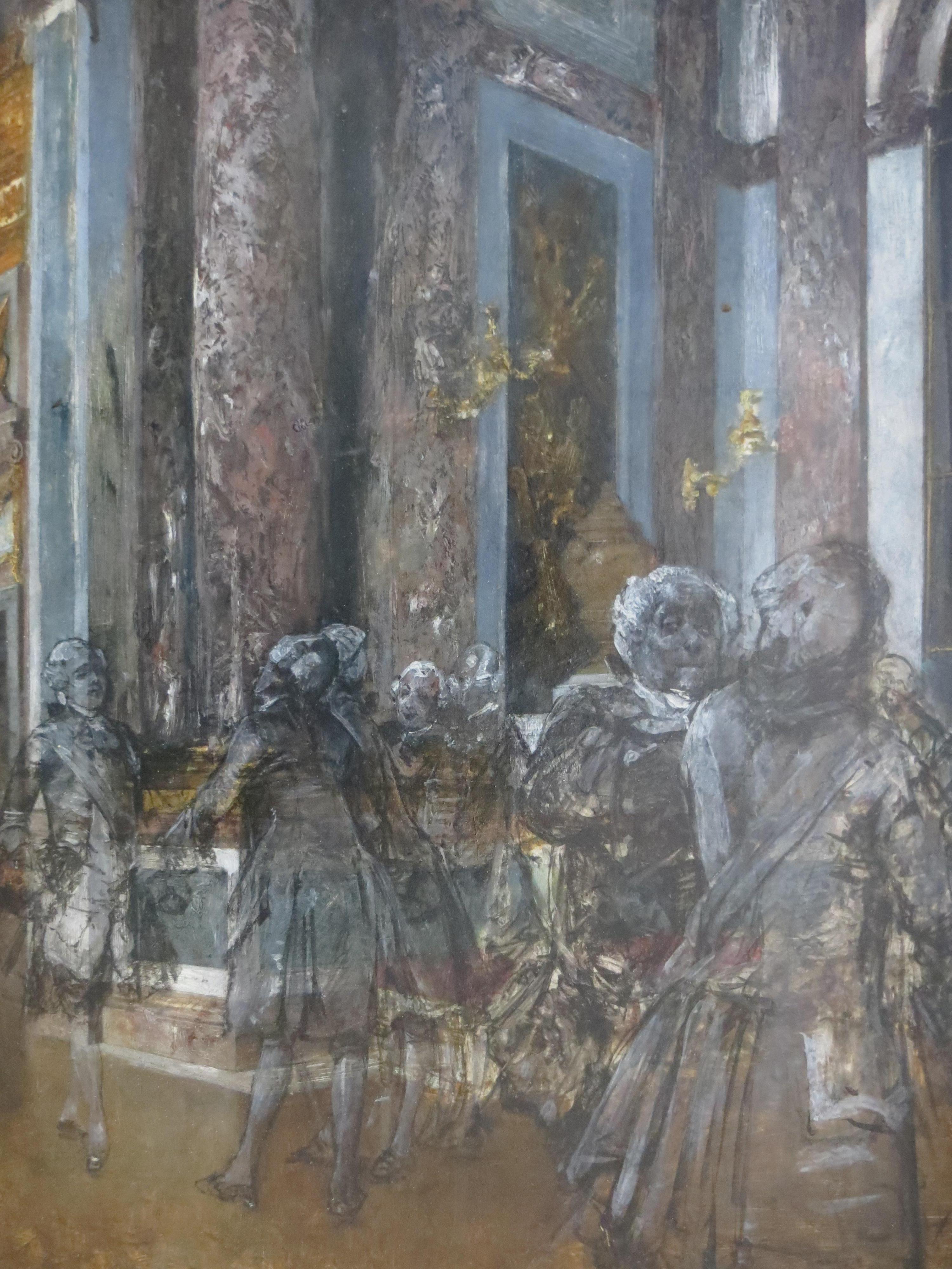 Hall of Mirrors in Versailles Castle - Impressionist Painting by Unknown