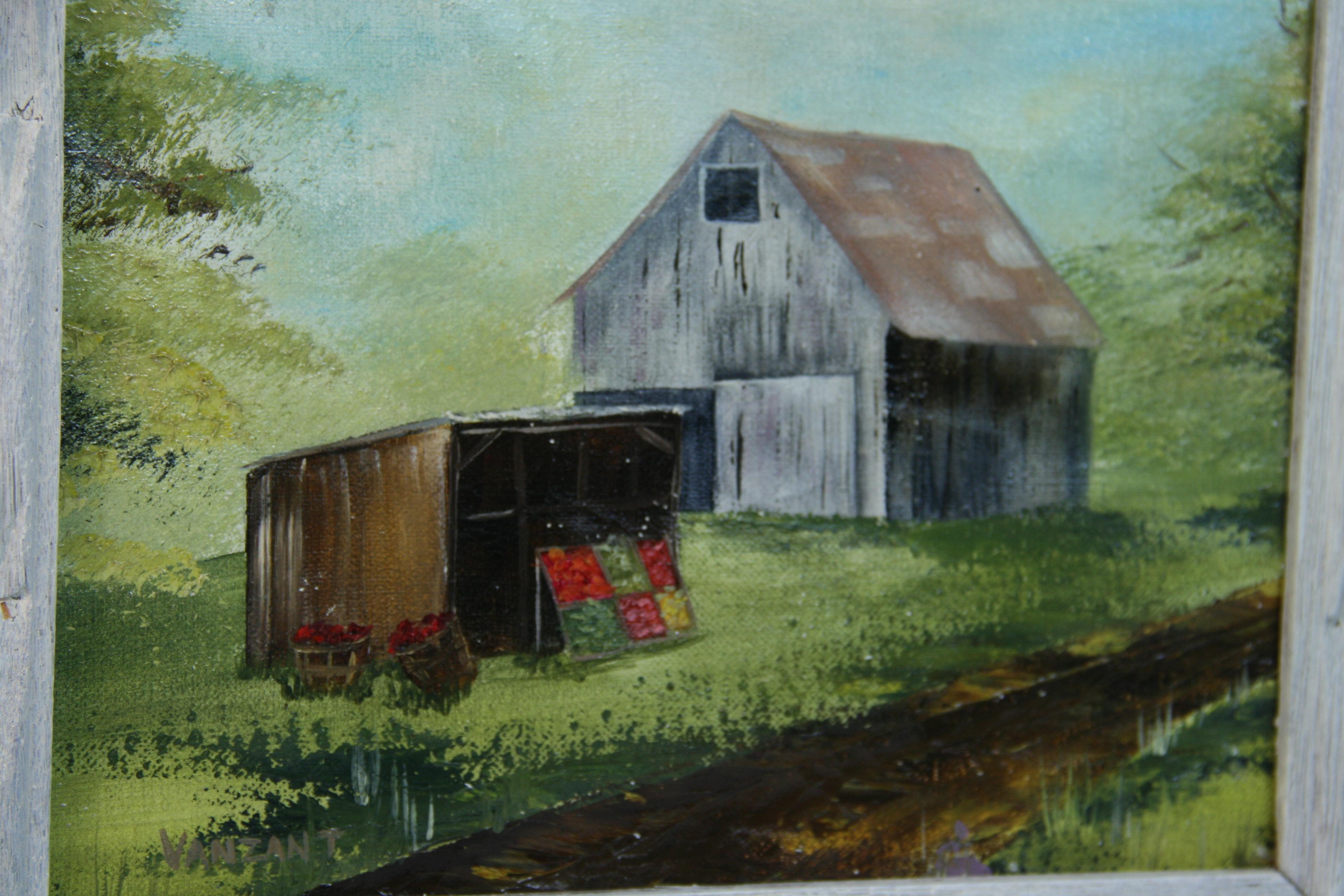 Hamptons  Farm Stand landscape Painting For Sale 1