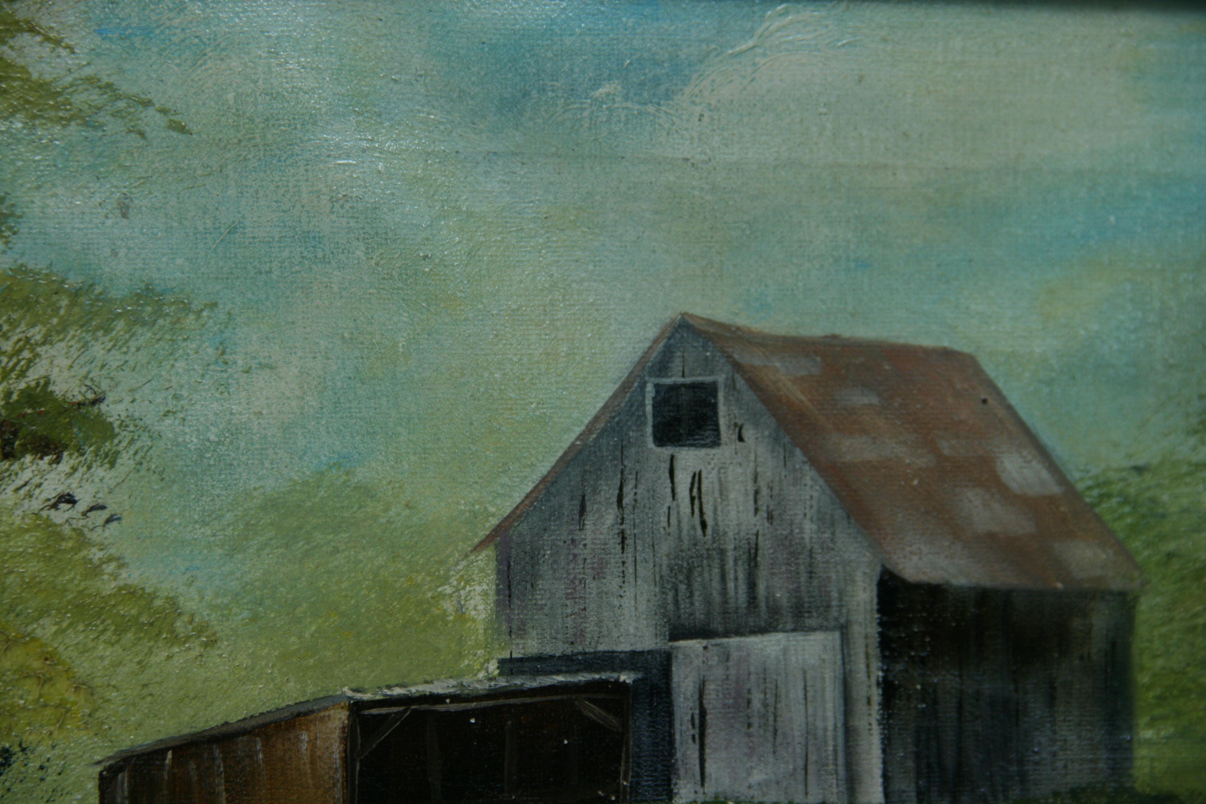 Hamptons  Farm Stand landscape Painting For Sale 3