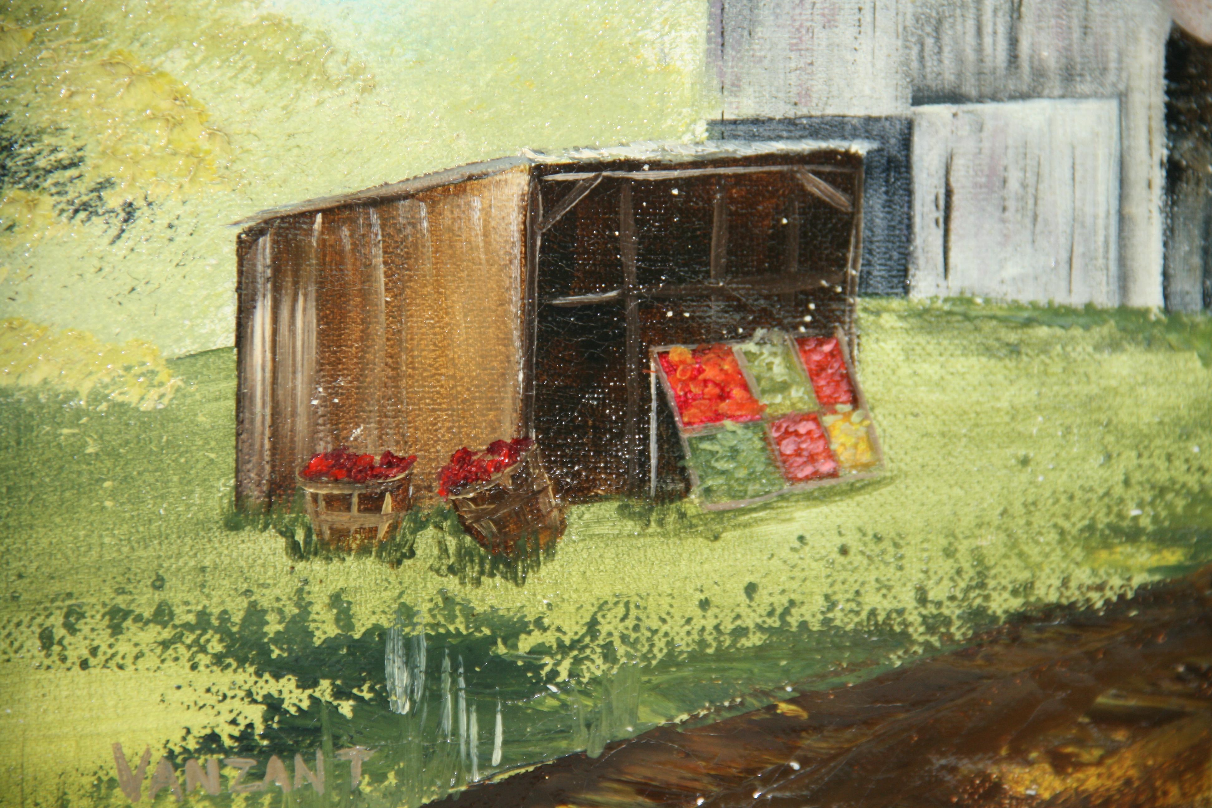 Hamptons  Farm Stand Landschaft Malerei im Angebot 2