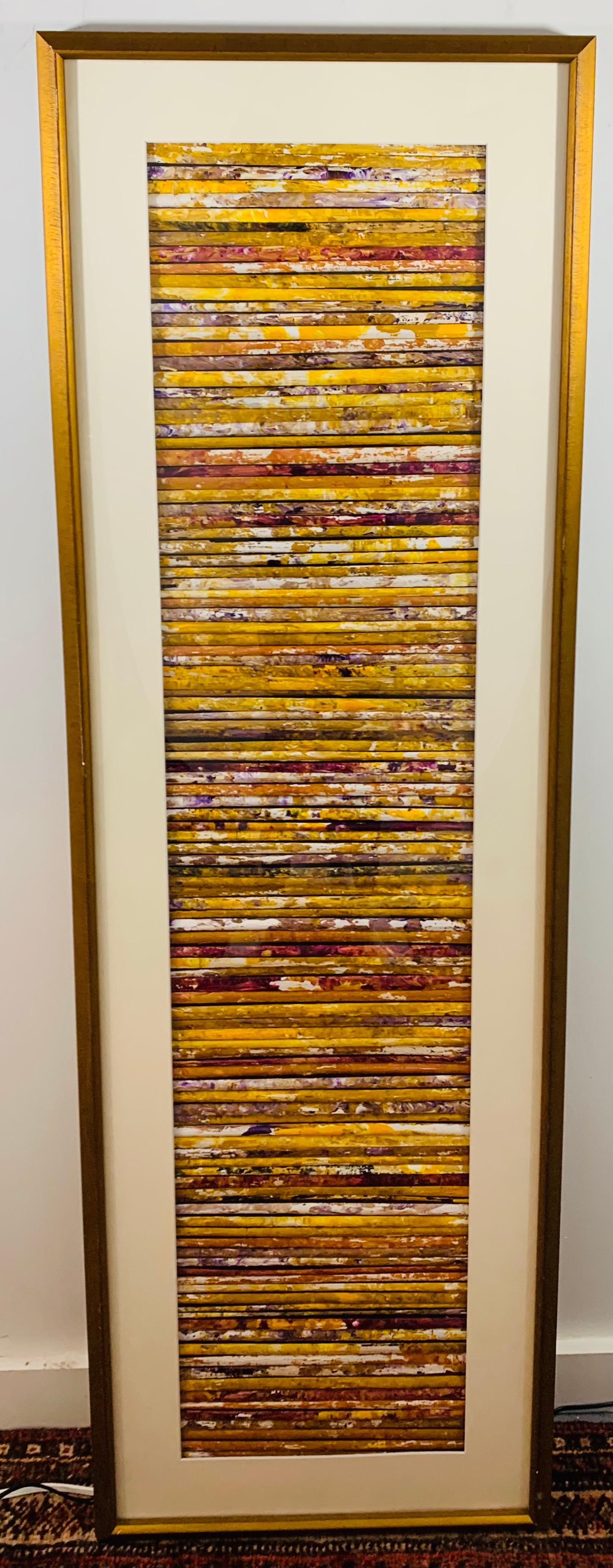 Handbemaltes abstraktes Kunstwerk von Steven Ward mit einem maßgefertigten Rahmen, matt (Moderne), Painting, von Unknown