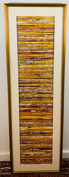 Obra de arte abstracta pintada a mano por Steven Ward con marco personalizado, con paspartú