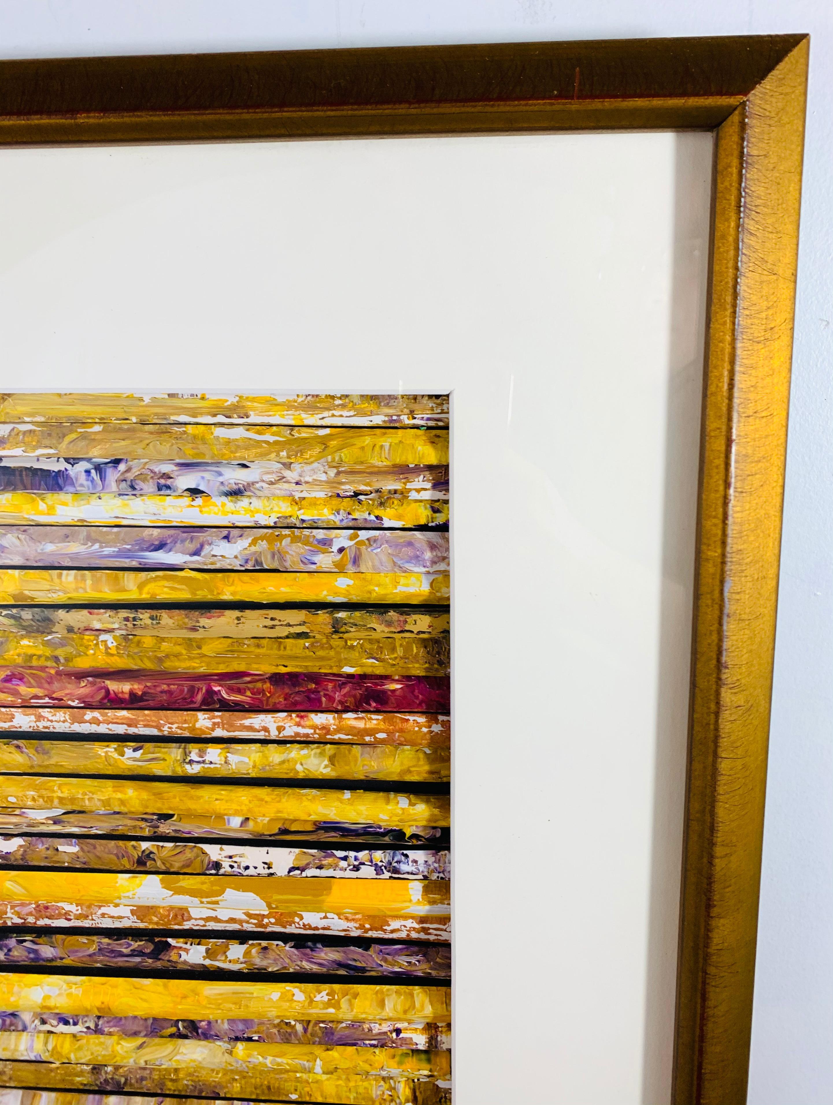 Hand Painted Abstract Art Work by Steven Ward with a Custom Frame, Matted For Sale 1