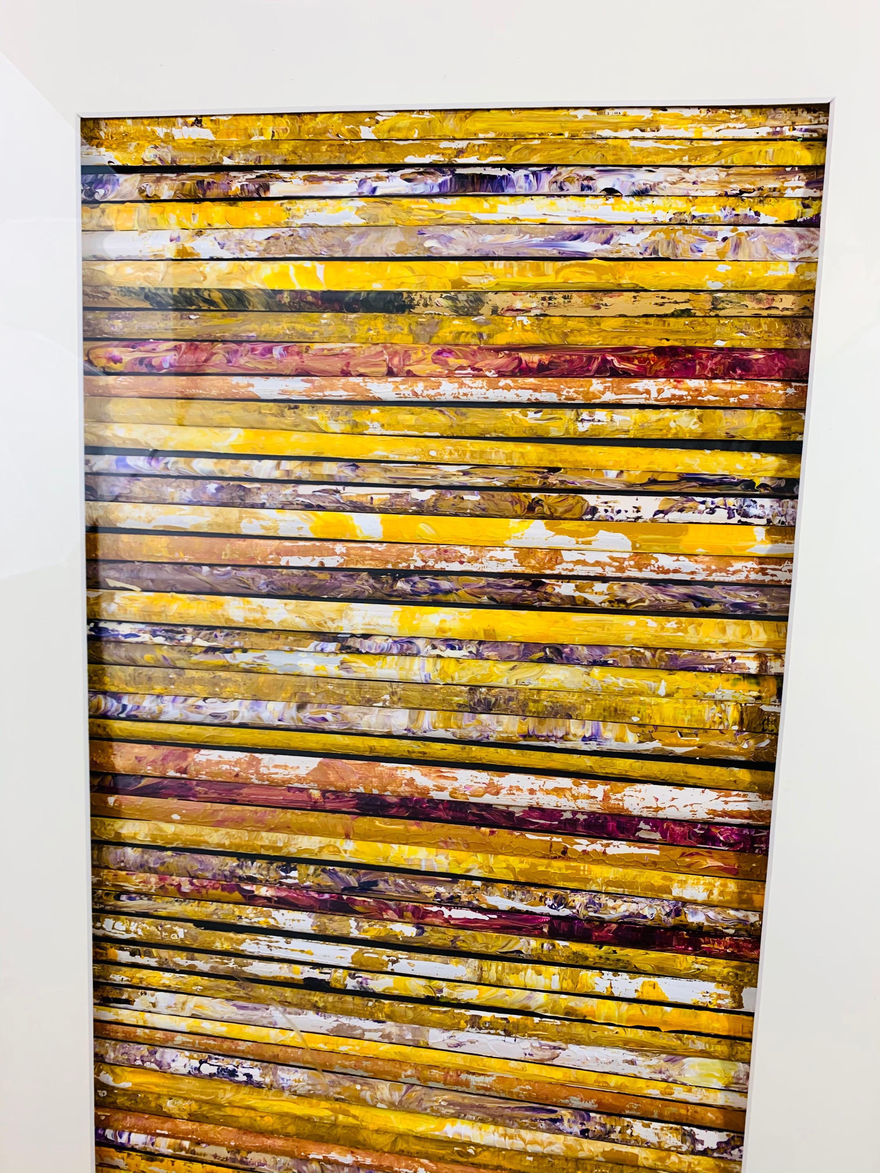 Handbemaltes abstraktes Kunstwerk von Steven Ward mit einem maßgefertigten Rahmen, matt im Angebot 2