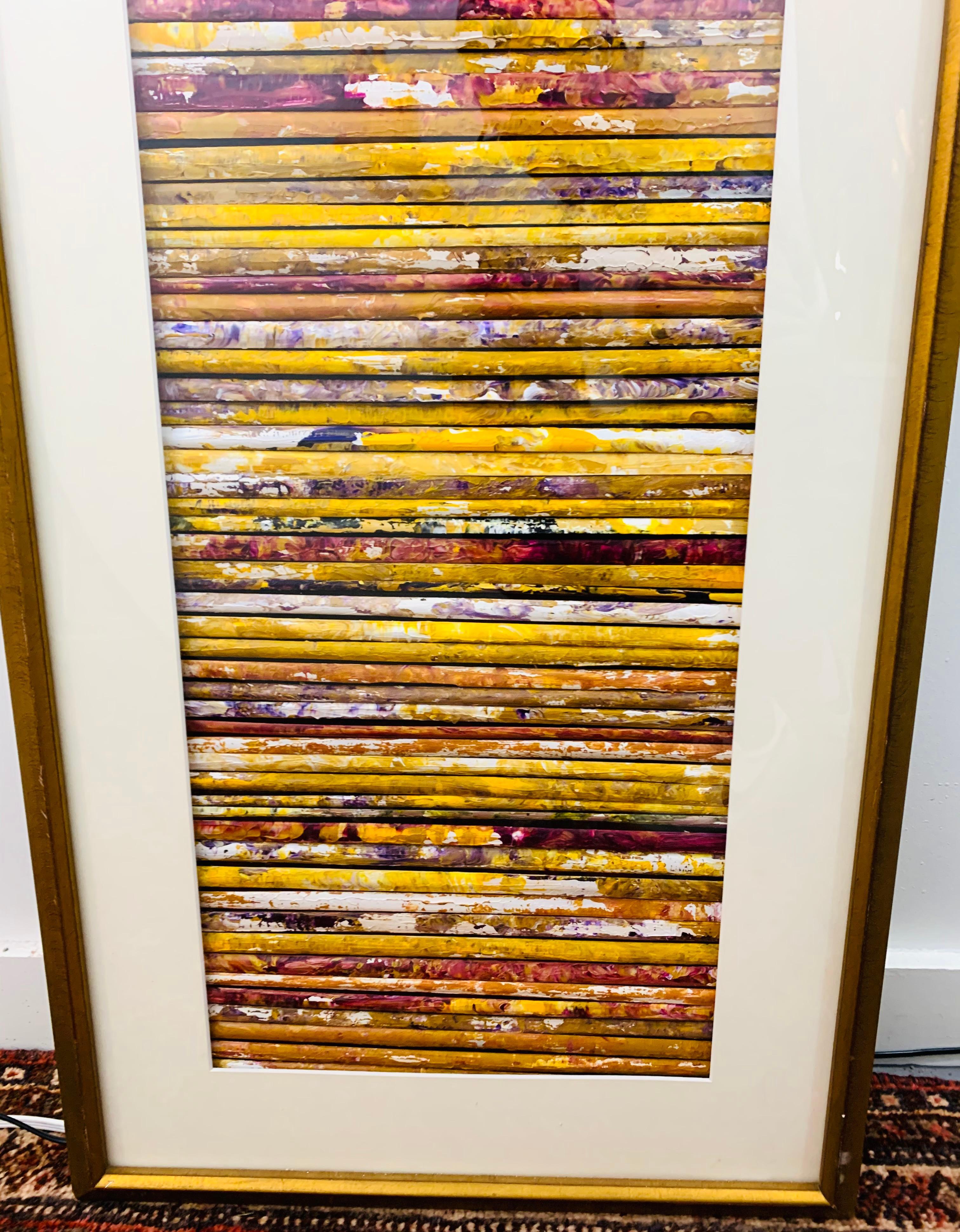 Hand Painted Abstract Art Work by Steven Ward with a Custom Frame, Matted For Sale 5
