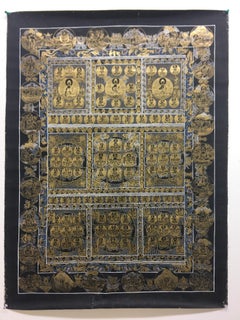 Thangka de Bouddha peint à la main en or 24 carats