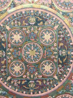 Hand Painted Five Mandala Thangka with 24K Gold