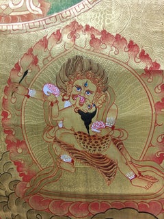 Hand Painted Golden Shakti Chakra Mandala Thangka with 24K Gold