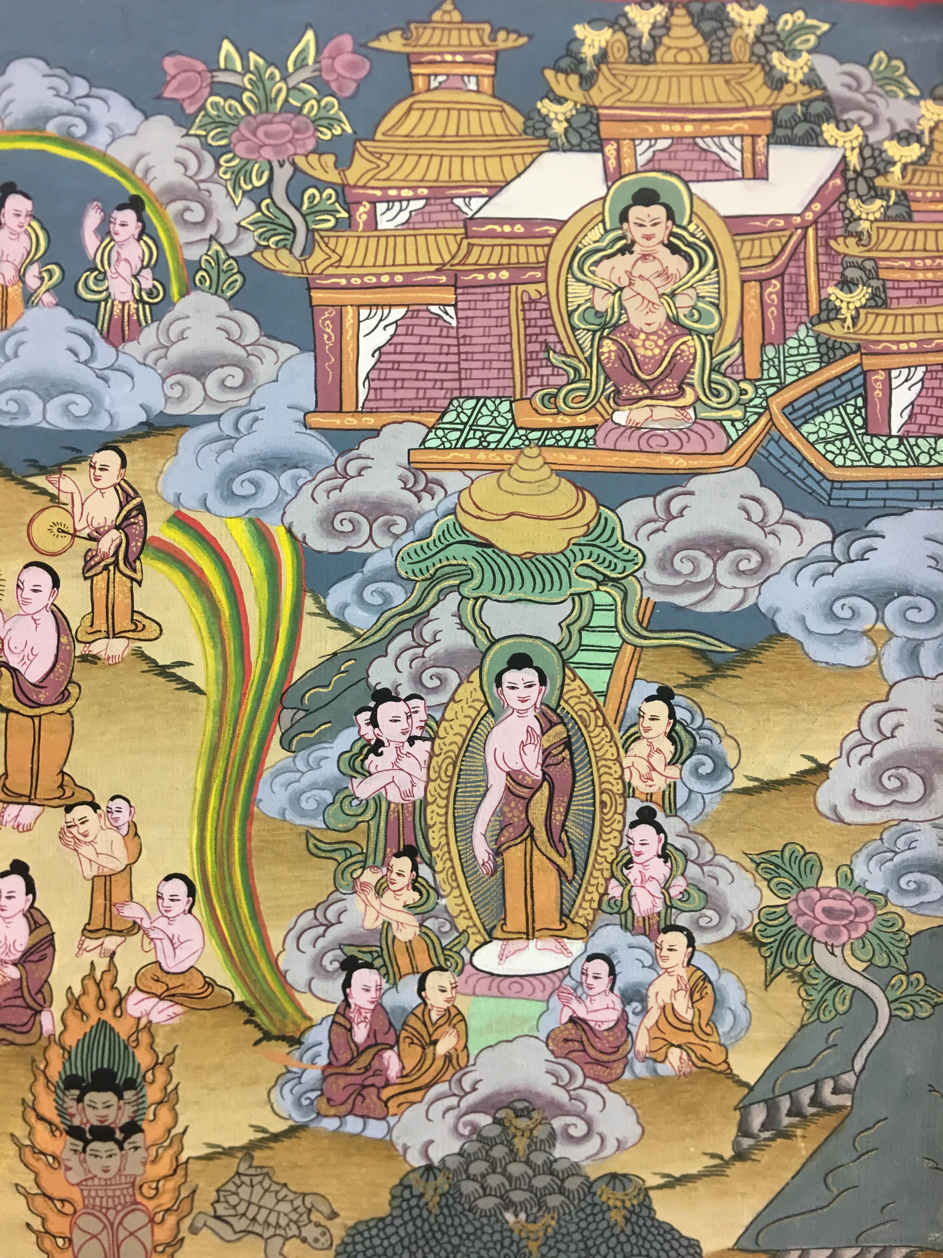 Peint à la main, Bouddha Thangka avec  Or 24 carats en vente 4