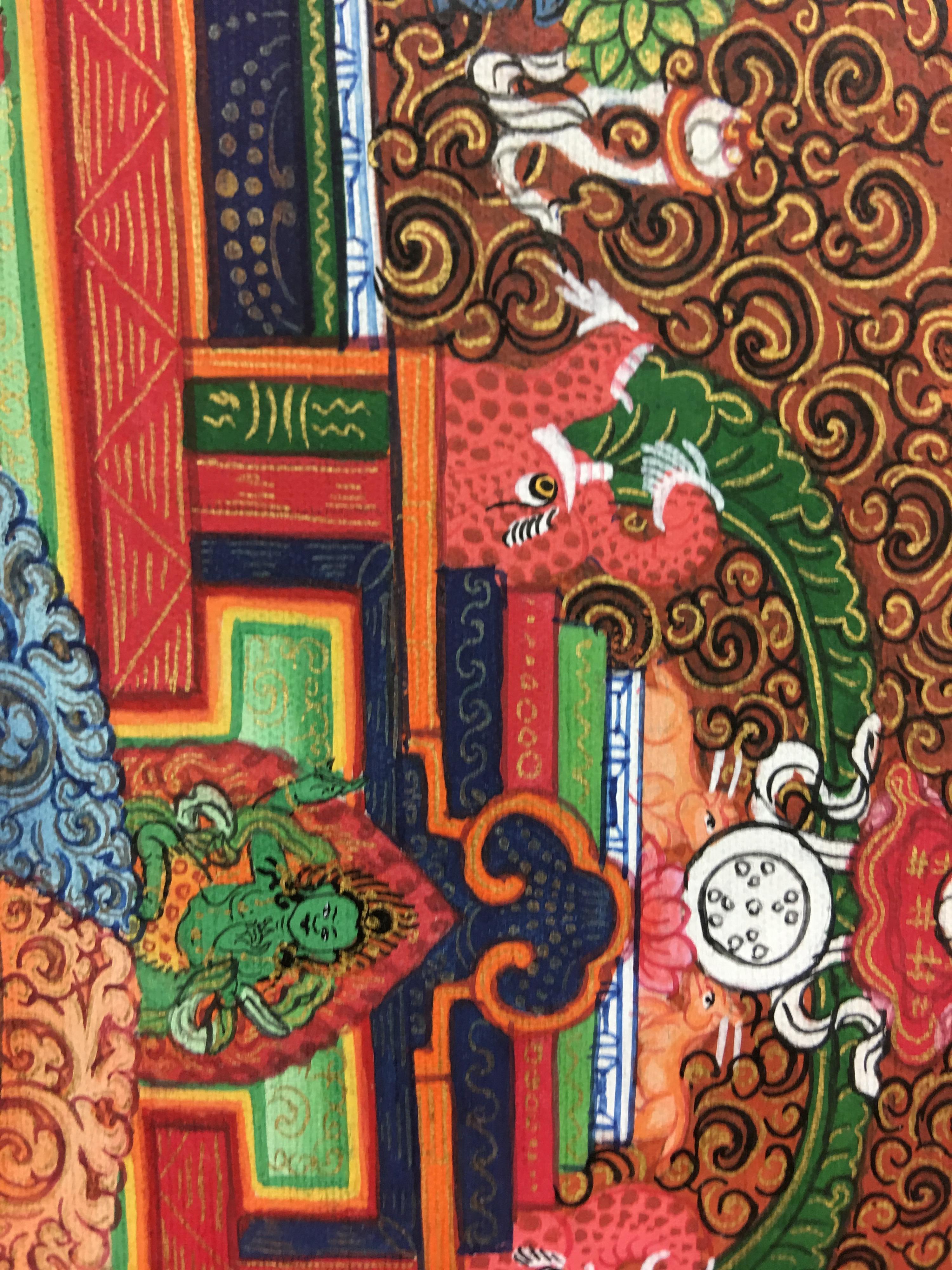 Thangka Mandala peint à la main en or 24 carats en vente 2