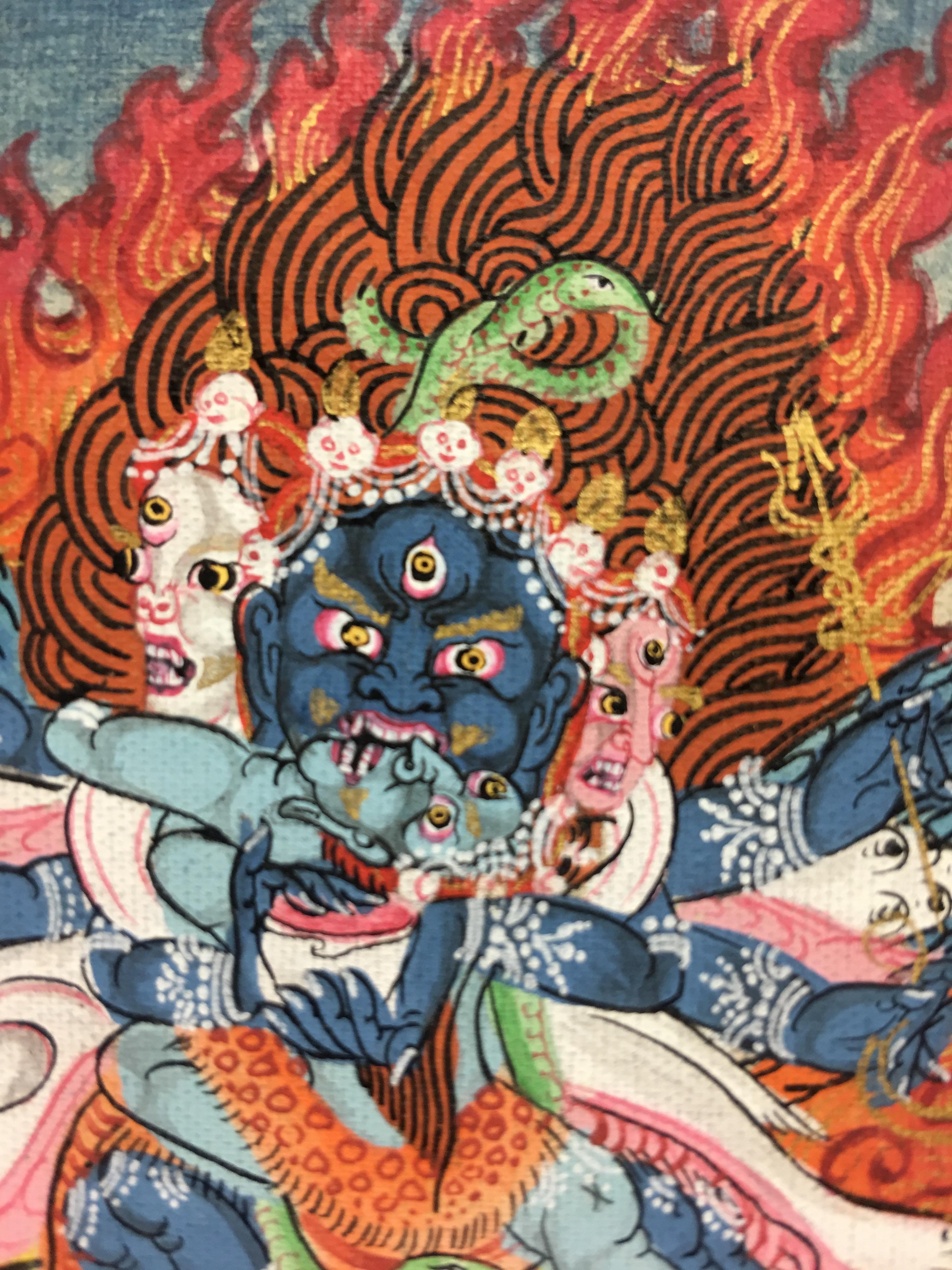 Thangka Mandala peint à la main en or 24 carats en vente 3