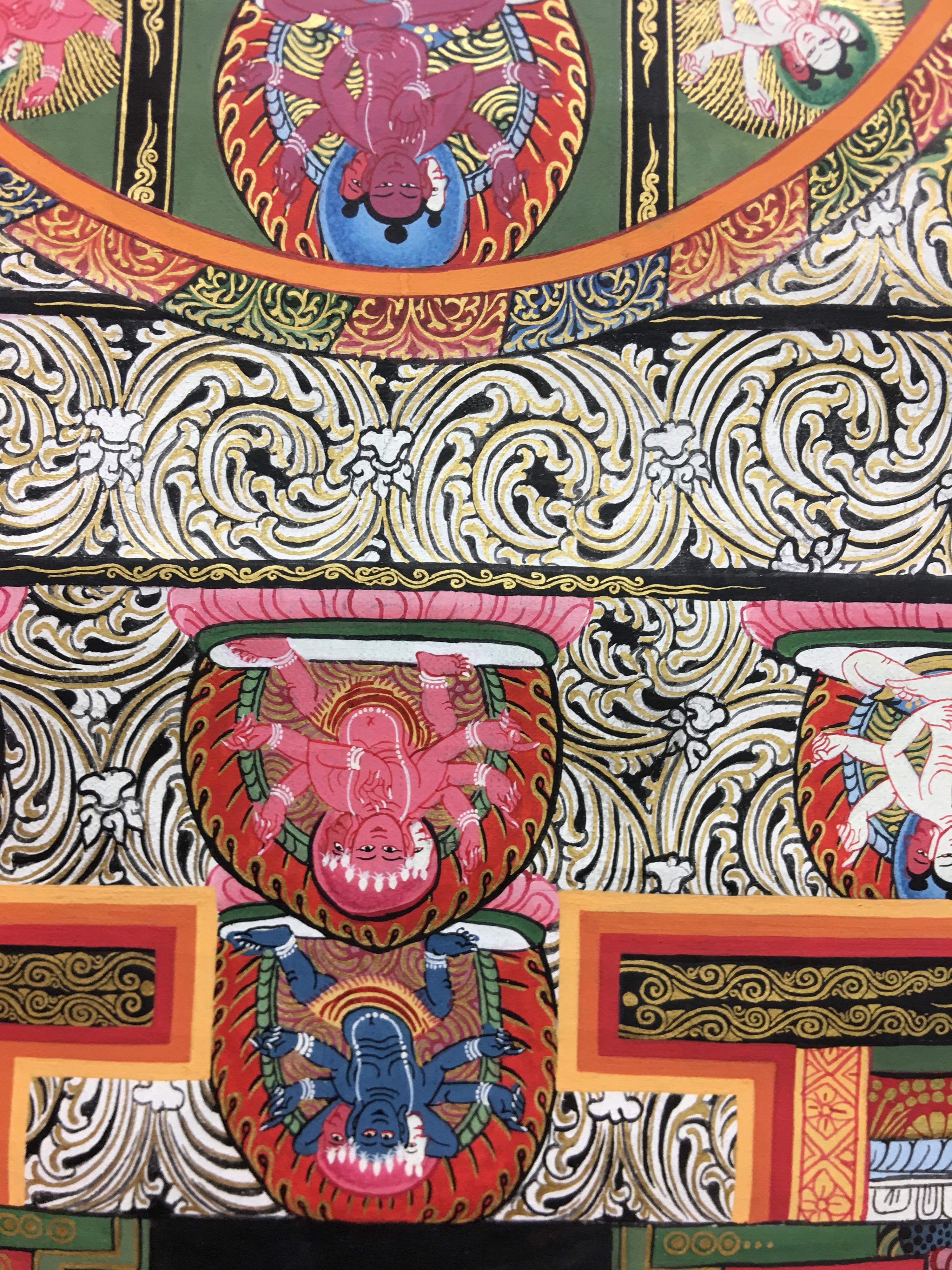 Thangka Mandala peint à la main en or 24 carats en vente 12