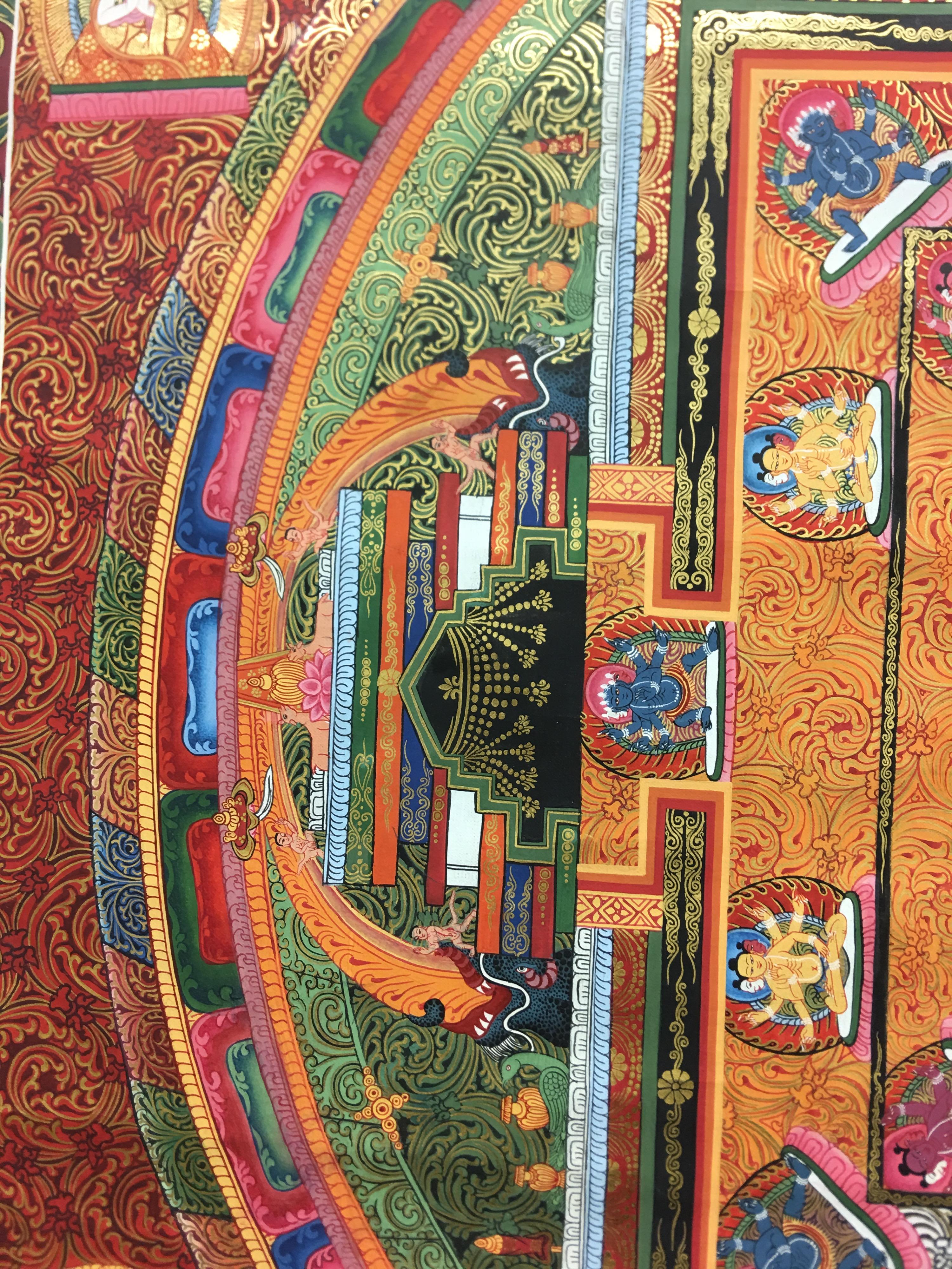 Hand Painted Mandala Thangka with 24K Gold  - Painting by Unknown