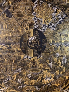 Hand Painted Wheel of Life Original Thangka on Canvas with 24K Gold