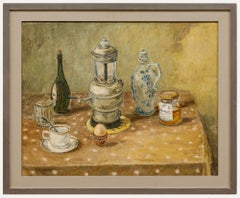 Hanns Rossmanit (1907-2000) - Óleo, Bodegón de desayuno con samovar y miel