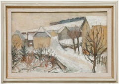 Hans Dressel-Ruff - Framed Mid 20th Century Oil, Village in the Snow