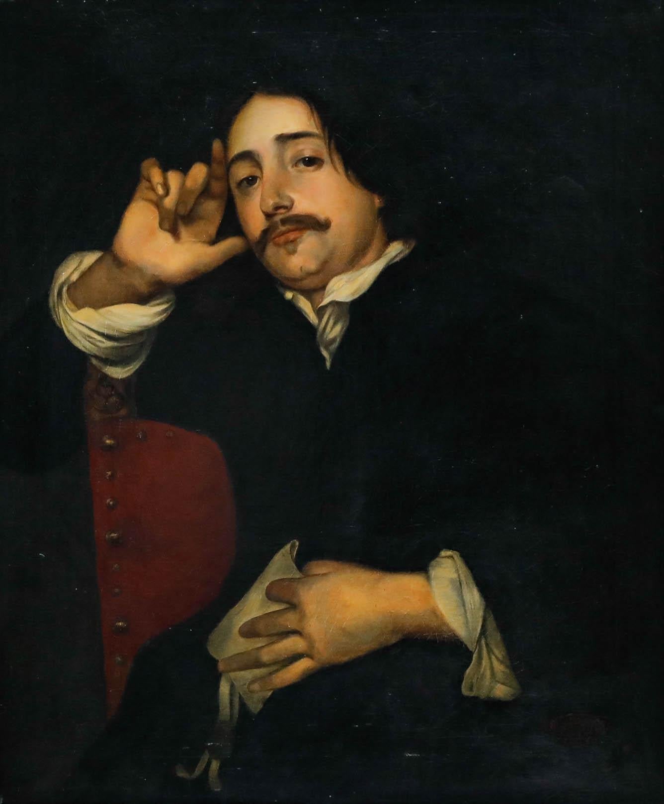 Hans Fechner (1860-1931) - Gerahmtes Öl, Porträt eines sitzenden Mannes – Painting von Unknown