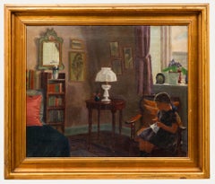 Hans Koefoed Jesperson (1884-1975) - Framed Oil, Sewing in the Front Room