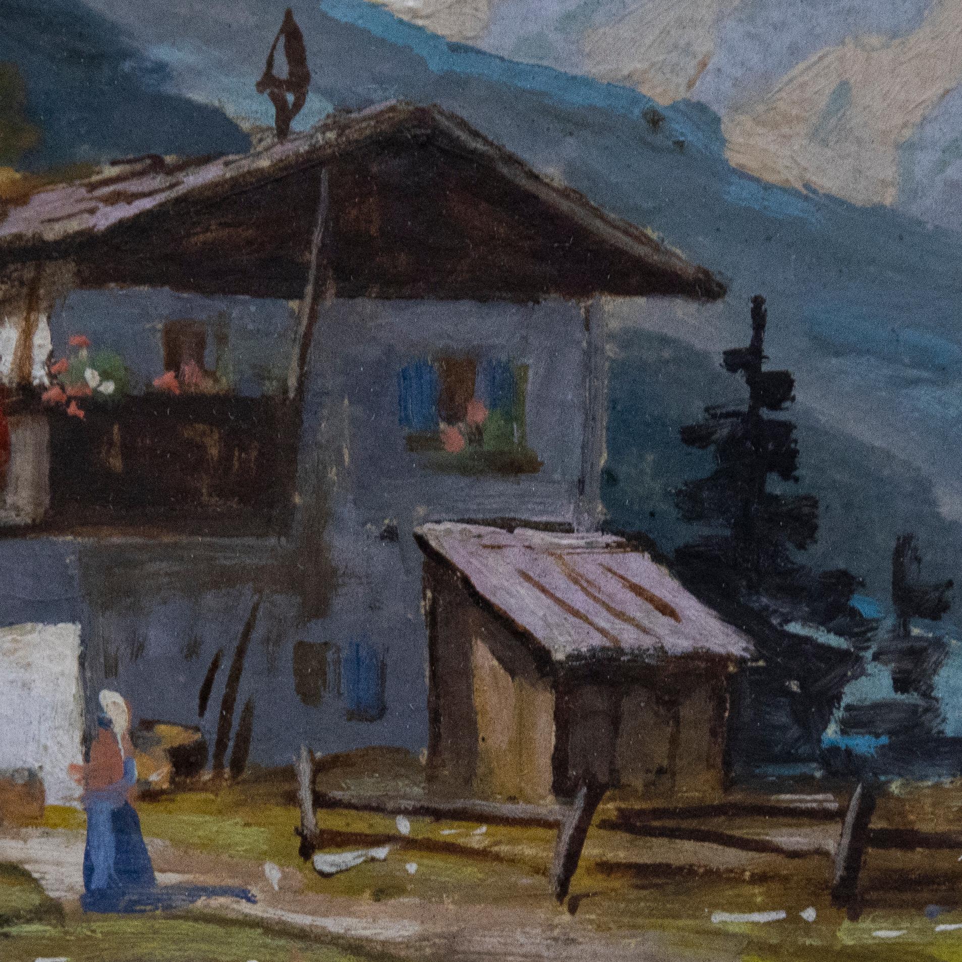 Hans Pawlitschek (1909-1972) - Olio della metà del XX secolo incorniciato, Paesaggio alpino 1