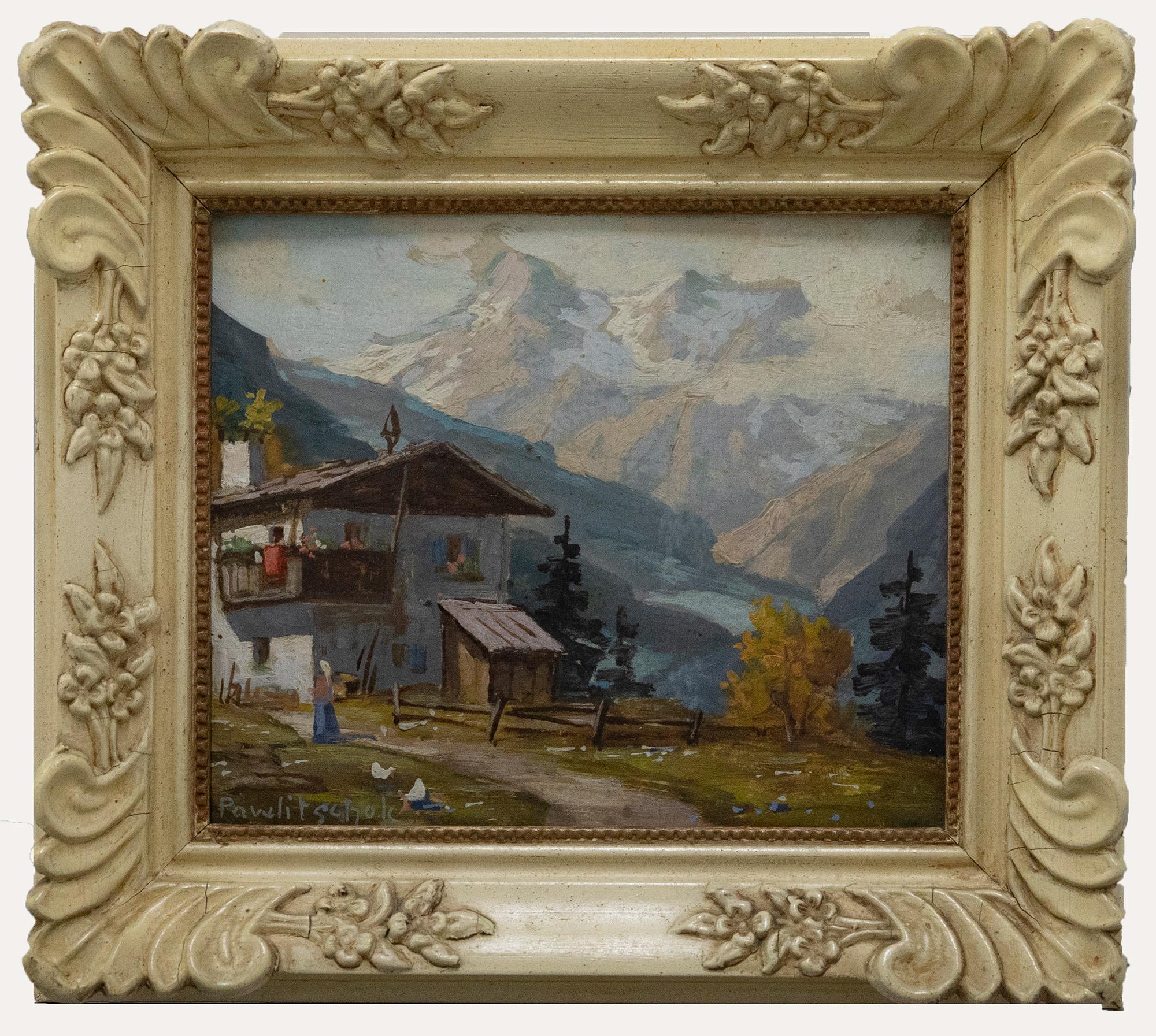 Unknown Landscape Painting - Hans Pawlitschek (1909-1972) - Framed Mid 20th Century Oil, Alpine Landscape