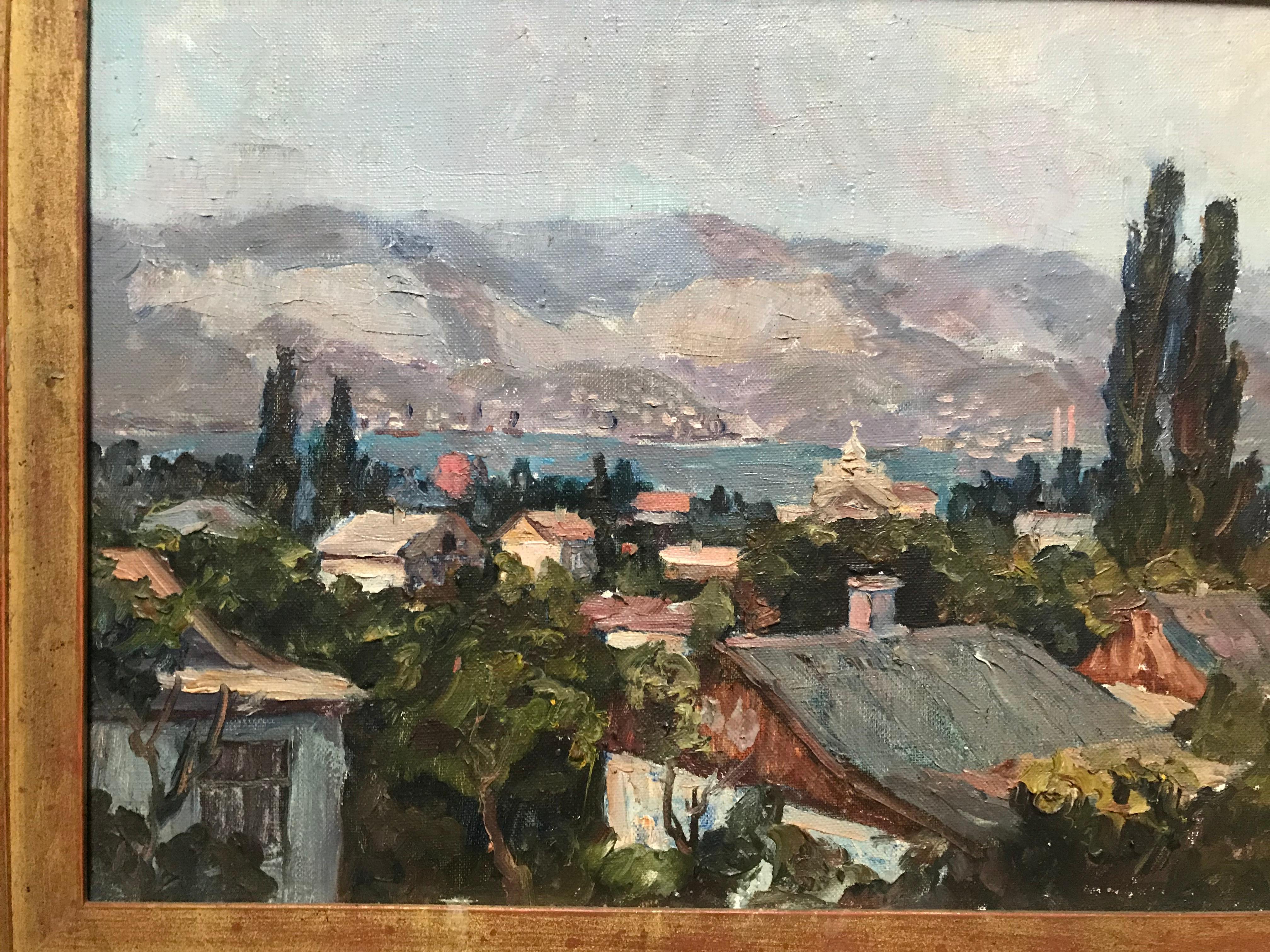 mid century landscape painting