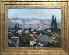 Vintage "Harbor Town" - Framed Mid-Century Landscape Painting