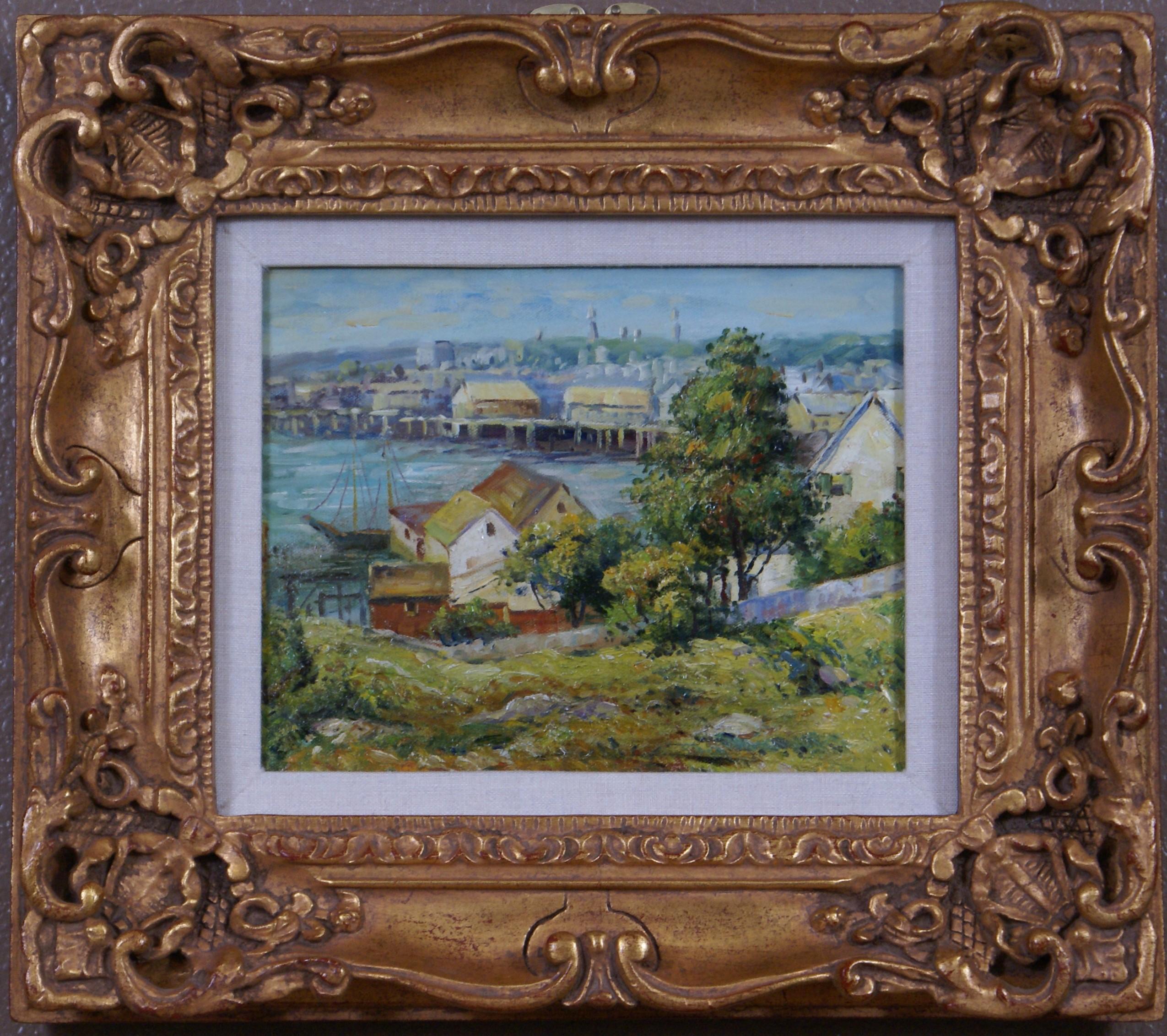 Landscape Painting di Unknown - Vista sul porto