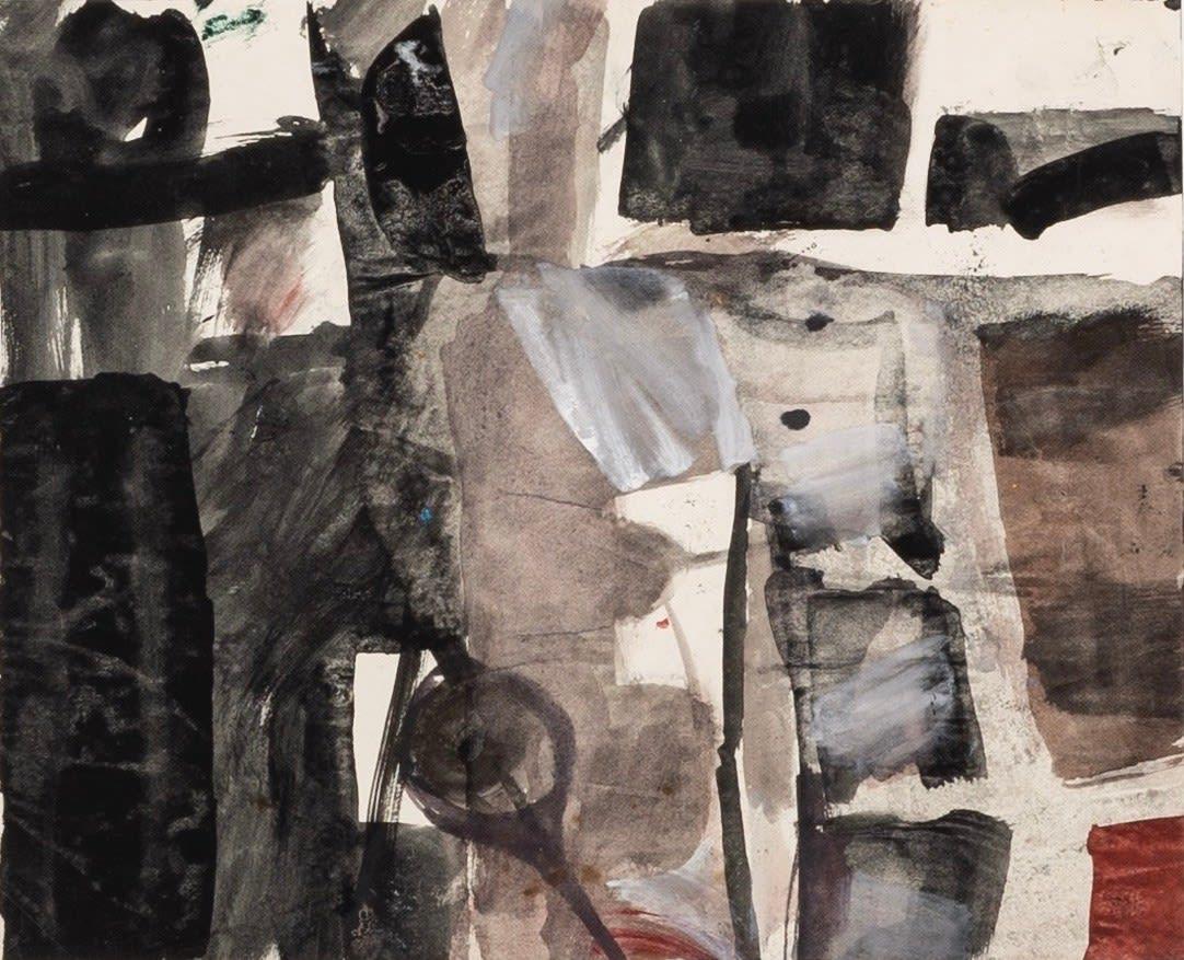 Unknown Abstract Painting - Harbour Scene, Cornwall, Black and Grey, by Peter Potworowski