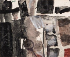 Scène portuaire, Cornouailles, noir et gris, par Peter Potworowski