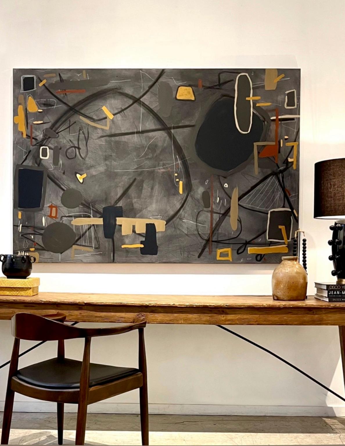 Hard Conversations by Murray Duncan, mix media on artist board - Abstract Painting by Unknown