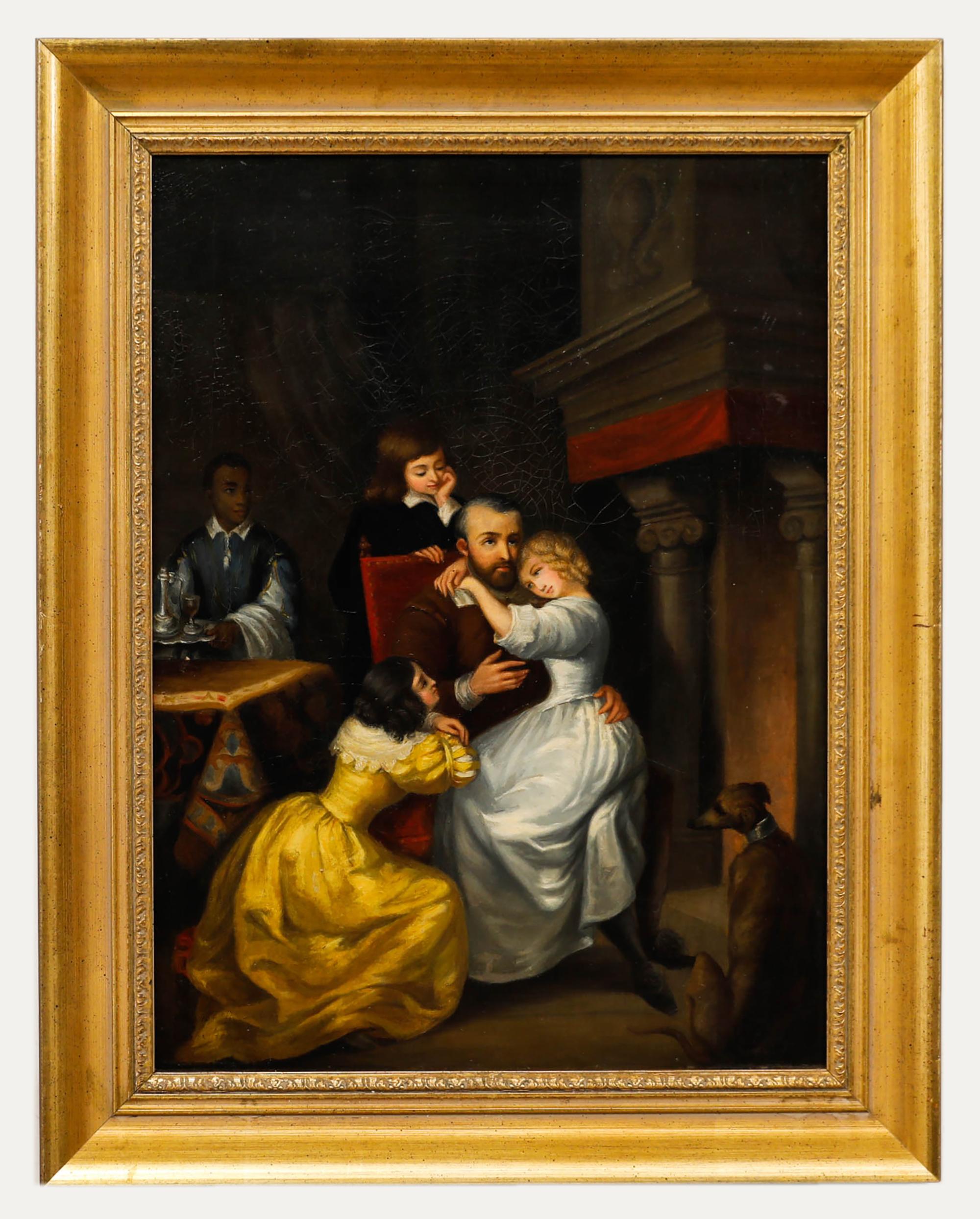 Unknown Figurative Painting – Harriet Searbrough  - Öl aus dem späten 19. Jahrhundert, Die Liebe eines Vaters