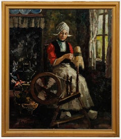 Harry Haerendel (1896-1991) - Framed 20th Century Oil, The Spinning Wheel