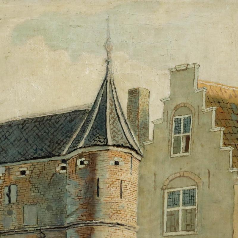 Hasman - Huile encadrée de la fin du XIXe siècle, Les portes de la ville en vente 1