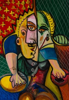 Hassan Atia (b.1953) - Signed 2016 Oil, Abstract Portrait