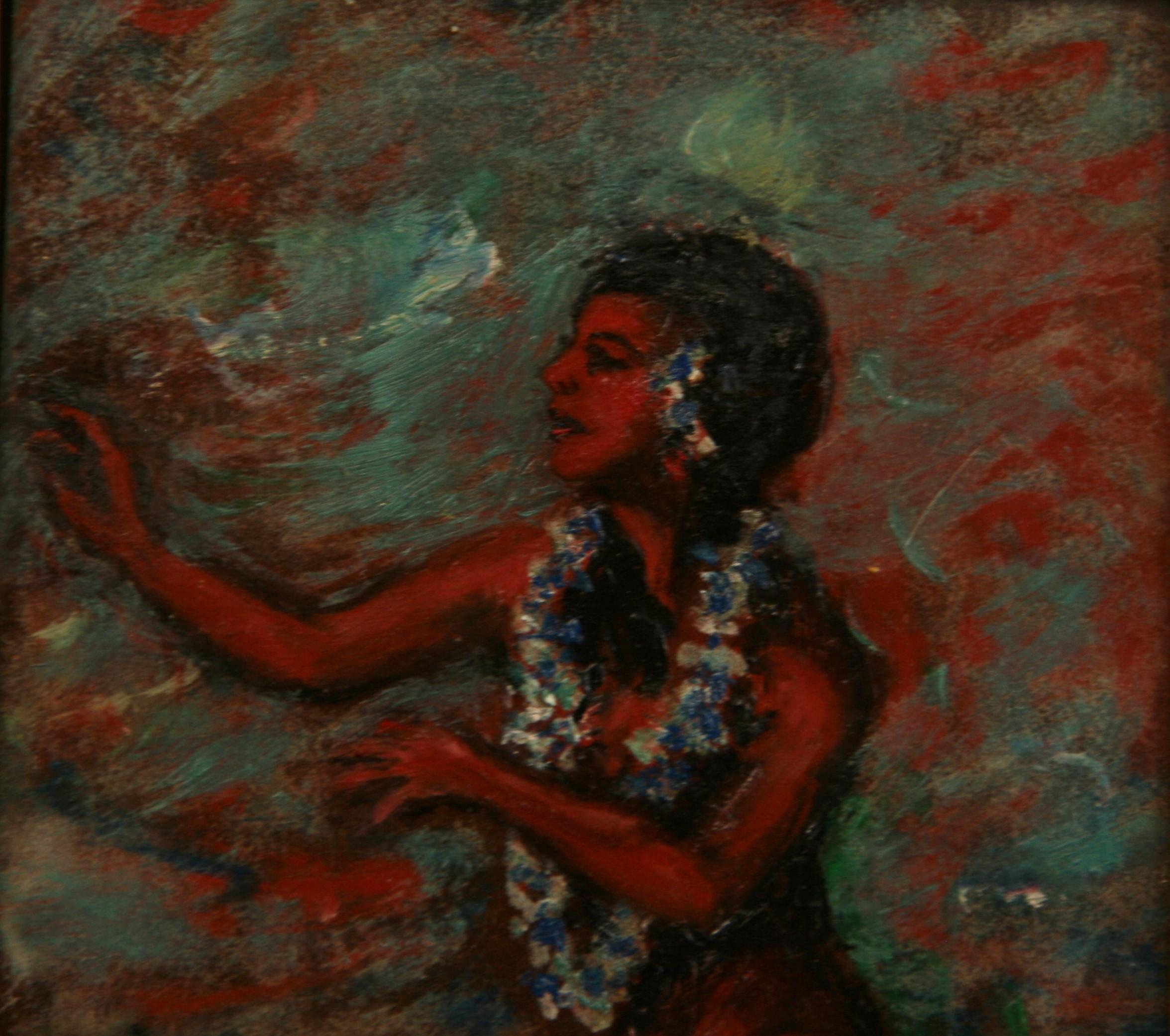 Hawaiian Female Dancer 1968 - Painting by Unknown