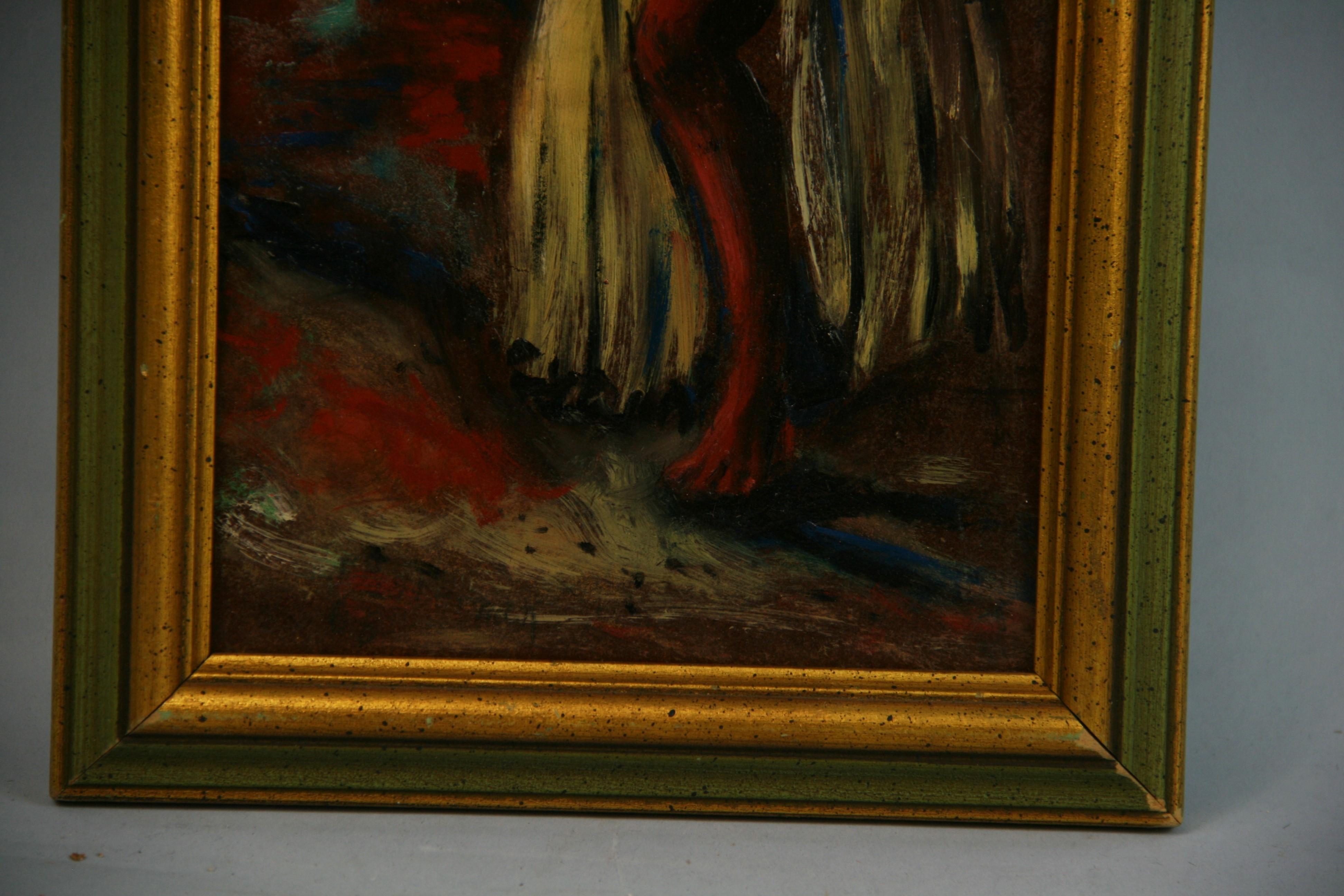 3842 Figurative oil painting on artist board of a Hawaiin dancer