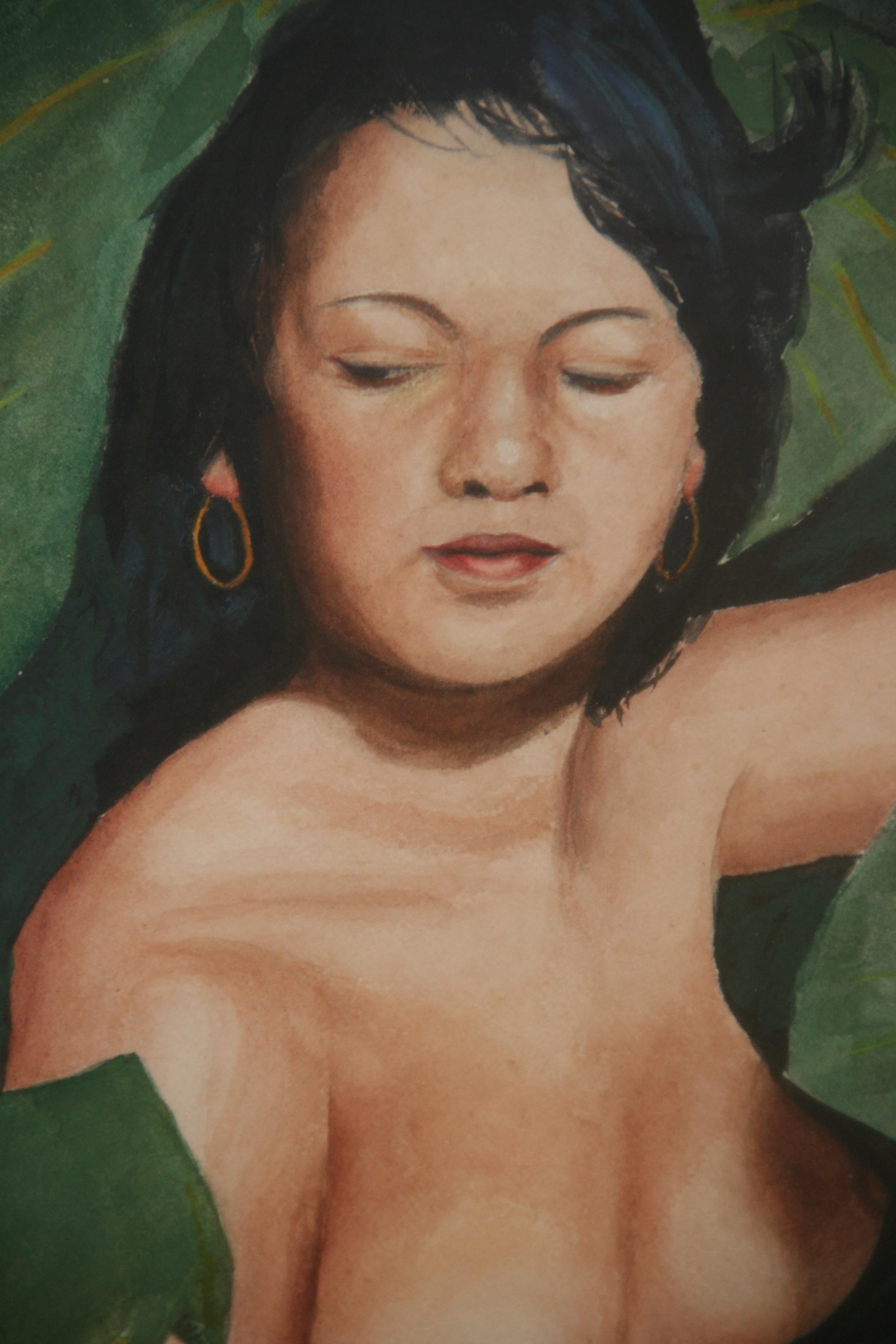 Hawaiian Nude Exotic Pastel Painting For Sale 2
