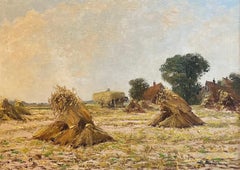 "Hayfield" by Unknown Artist - Oil on Canvas - 60x81 cm