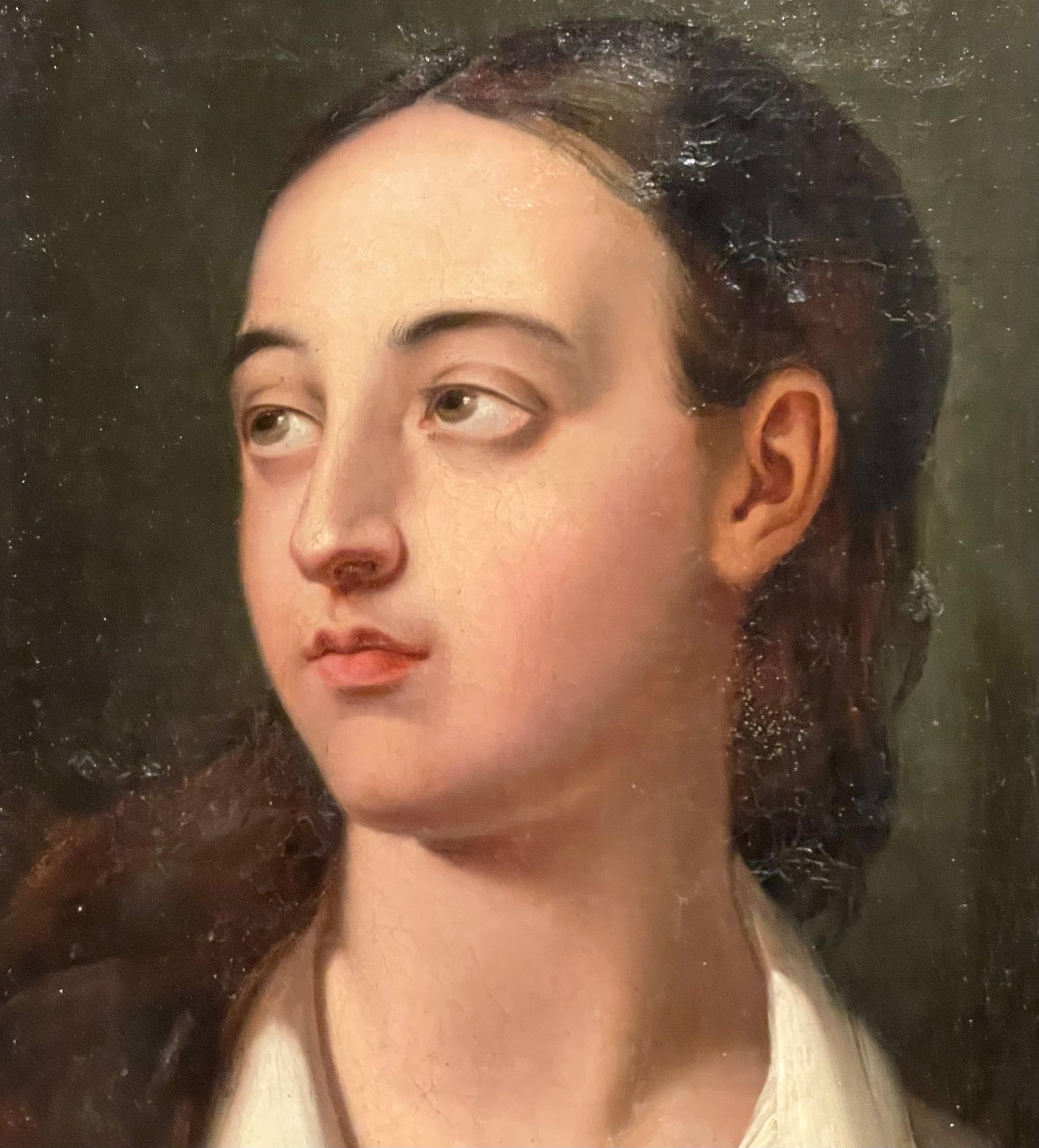 Kopfstudie eines jungen Mannes mit offenem Kragen, Französische Schule um 1820-1840 im Angebot 6