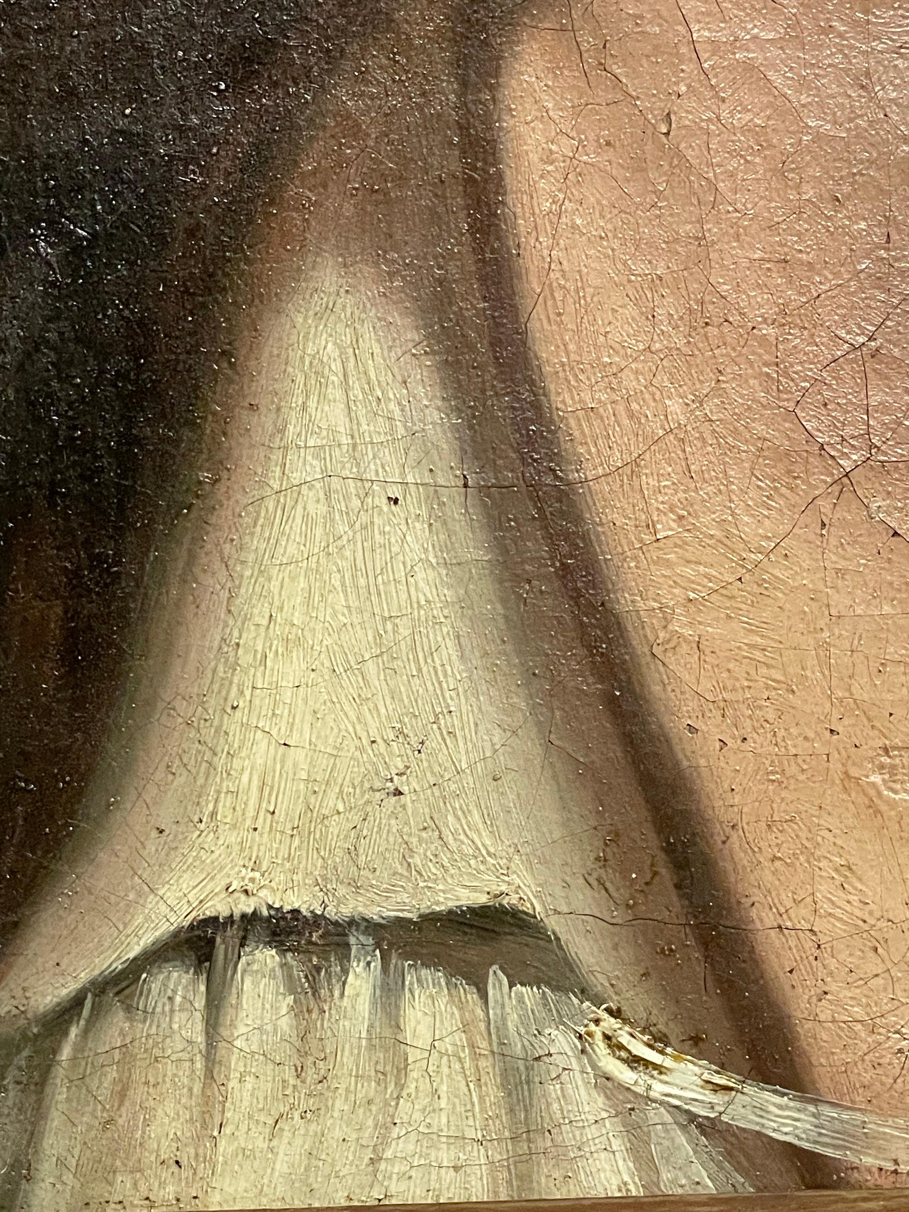 Kopfstudie eines jungen Mannes mit offenem Kragen, Französische Schule um 1820-1840 (Romantik), Painting, von Unknown