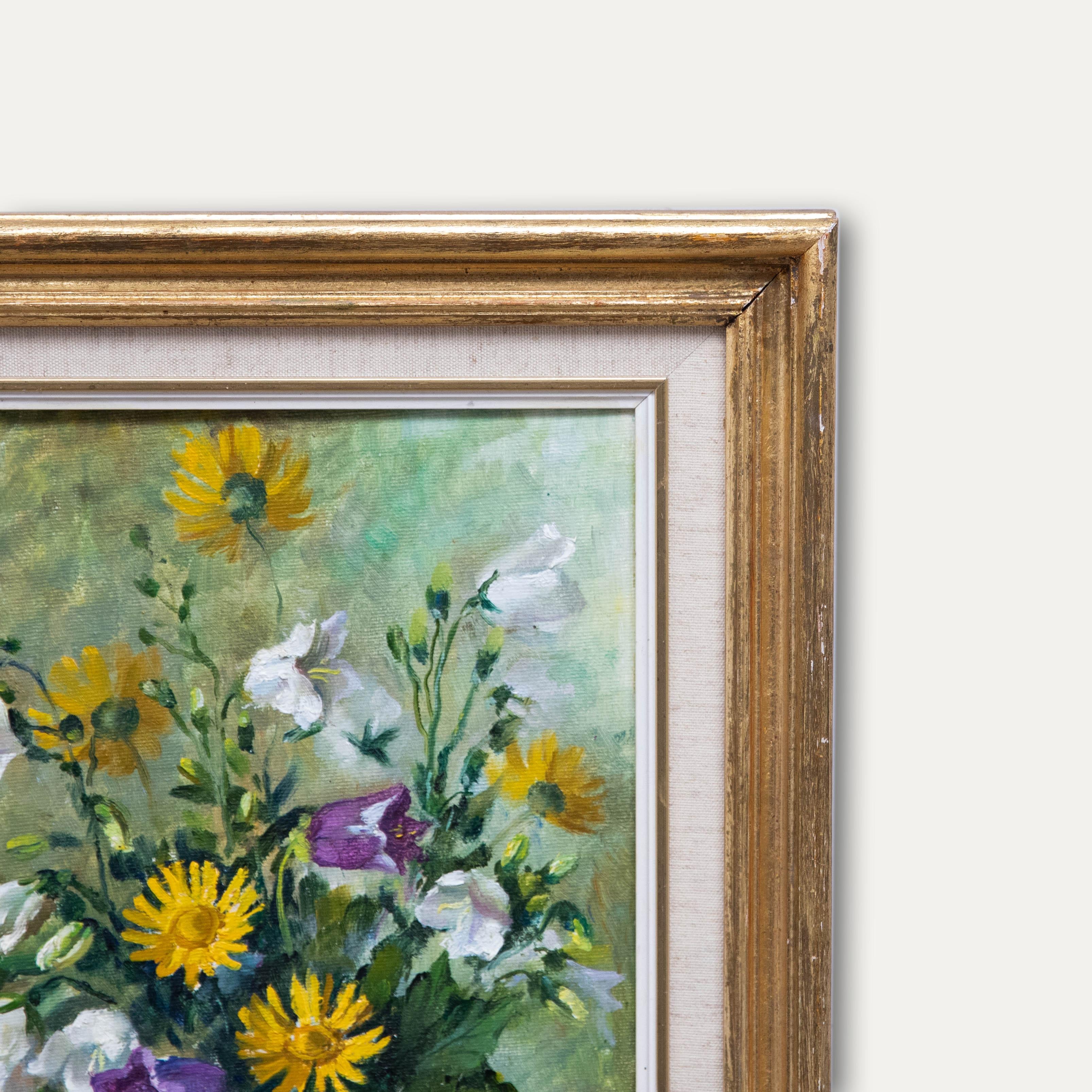 Heather Craigmile - Framed 20th Century Oil, Penstemons & Coneflowers For Sale 2