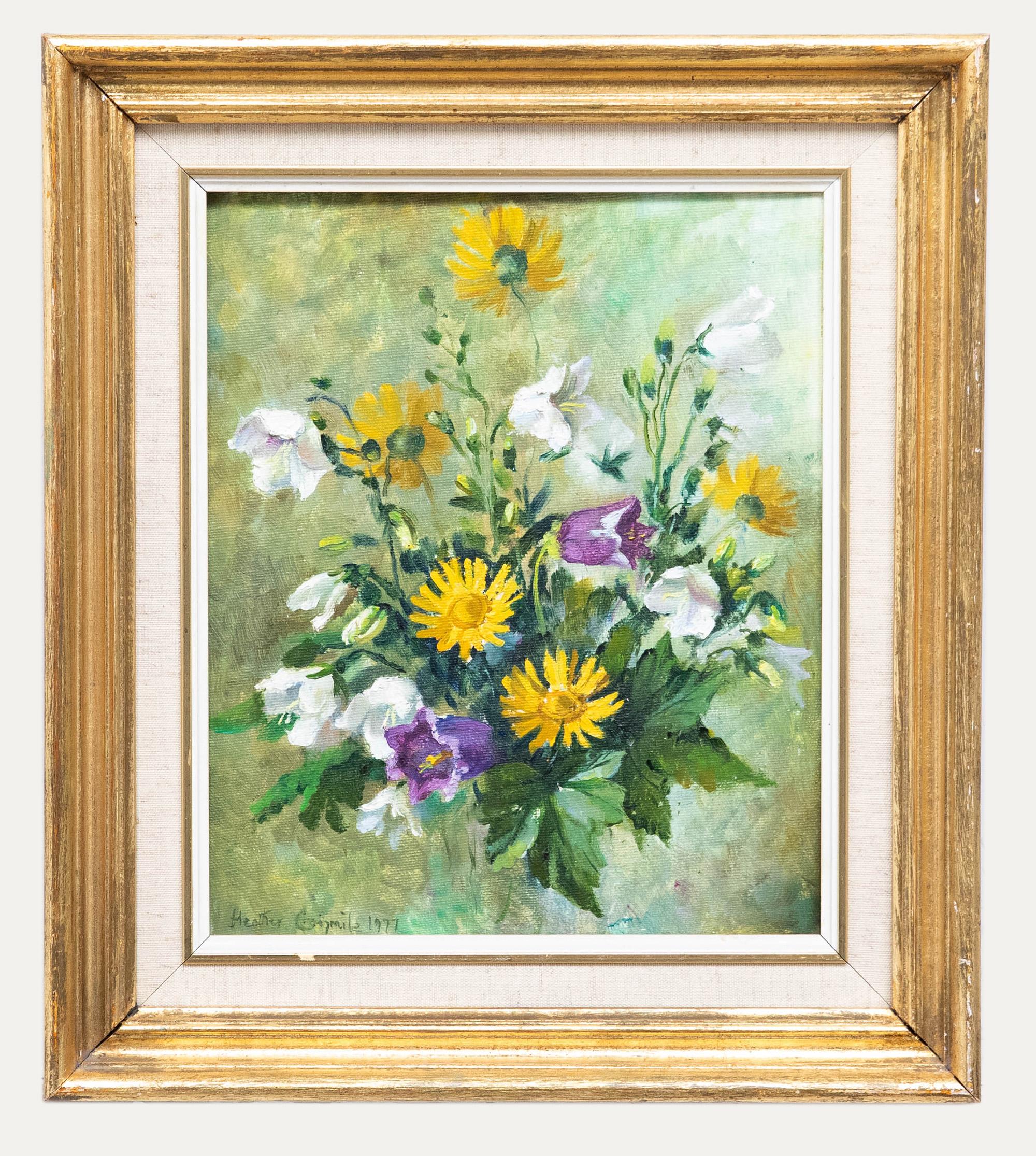 Unknown Still-Life Painting - Heather Craigmile - Framed 20th Century Oil, Penstemons & Coneflowers