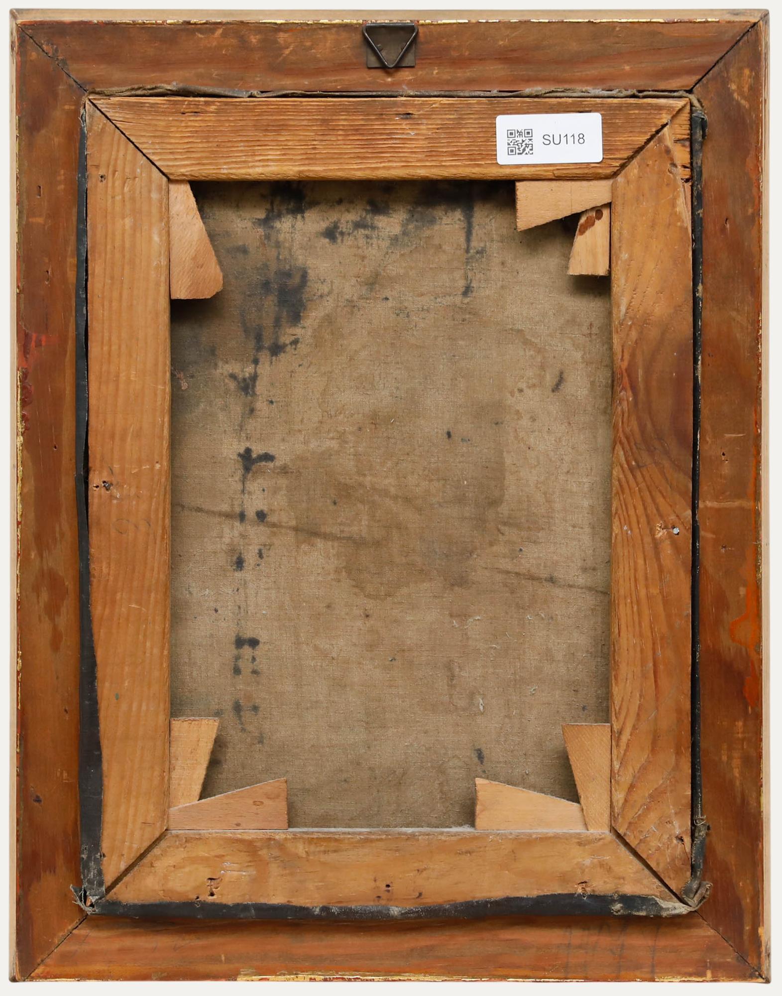 Heinrich Plühr (1859-1953) - Huile du début du 20e siècle, Fille aux yeux gris - Noir Portrait Painting par Unknown