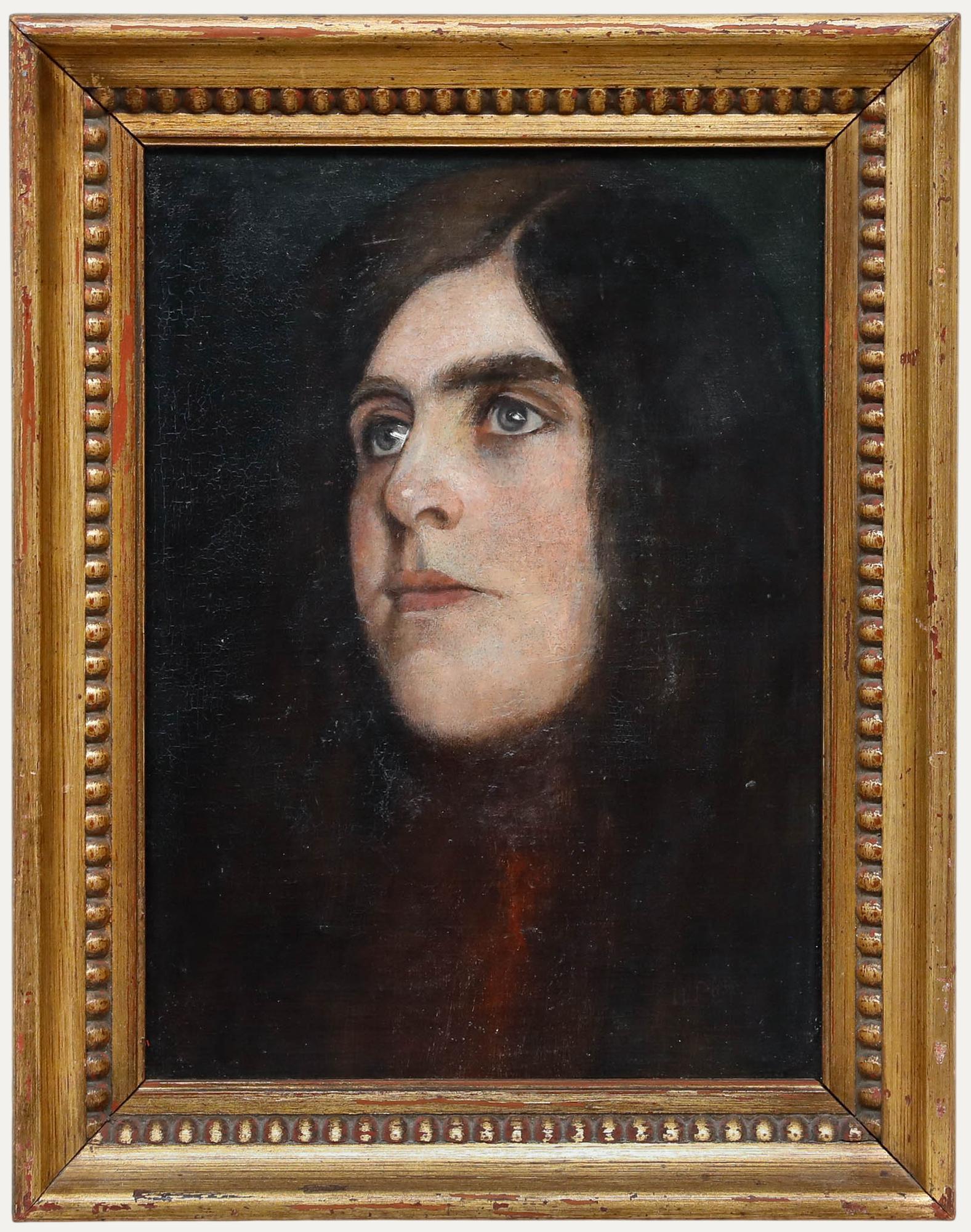 Portrait Painting Unknown - Heinrich Plühr (1859-1953) - Huile du début du 20e siècle, Fille aux yeux gris