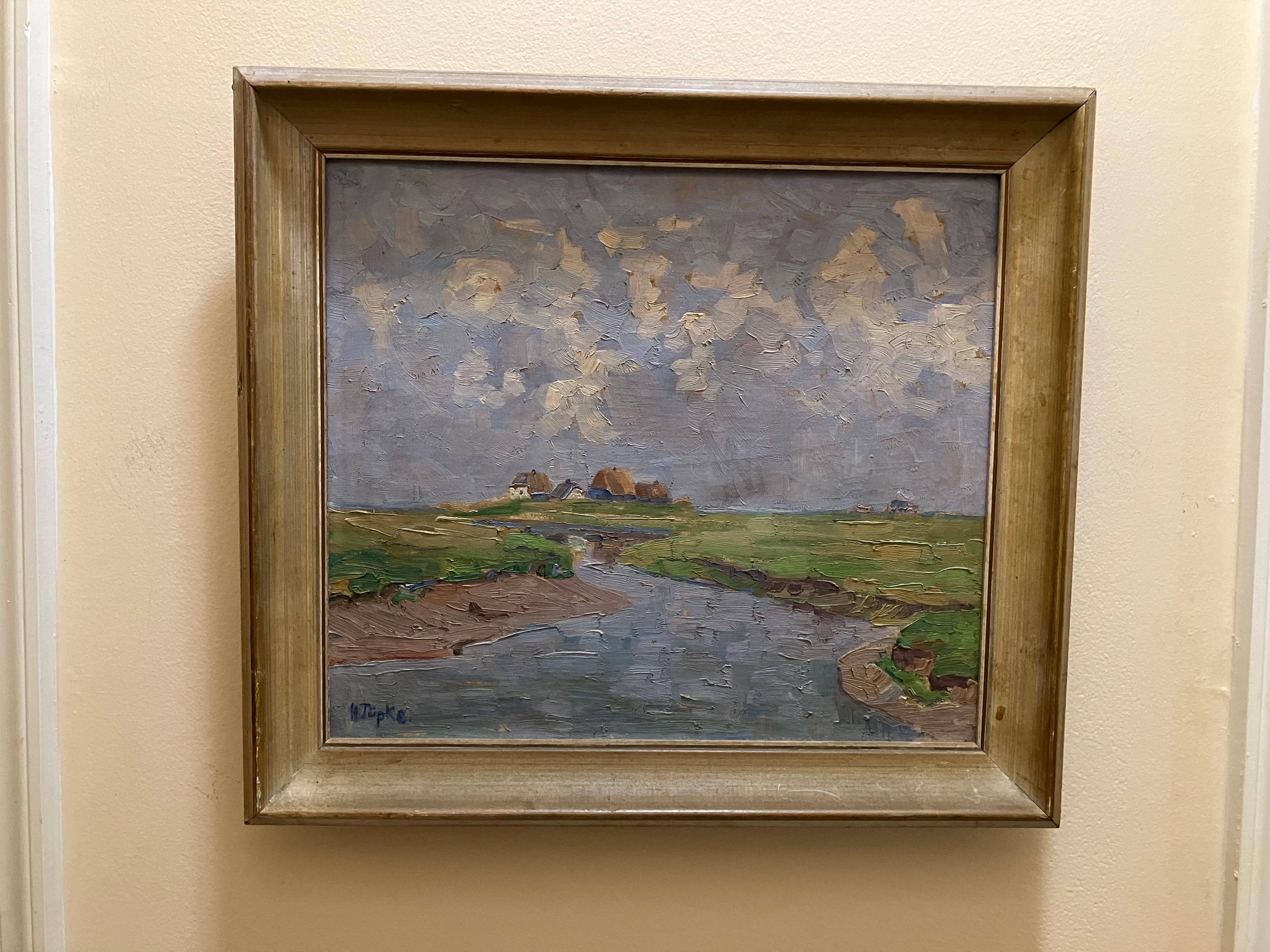 Paesaggio polacco impressionista di Heinrich Tupke - Landscape Painting Marrone di Unknown