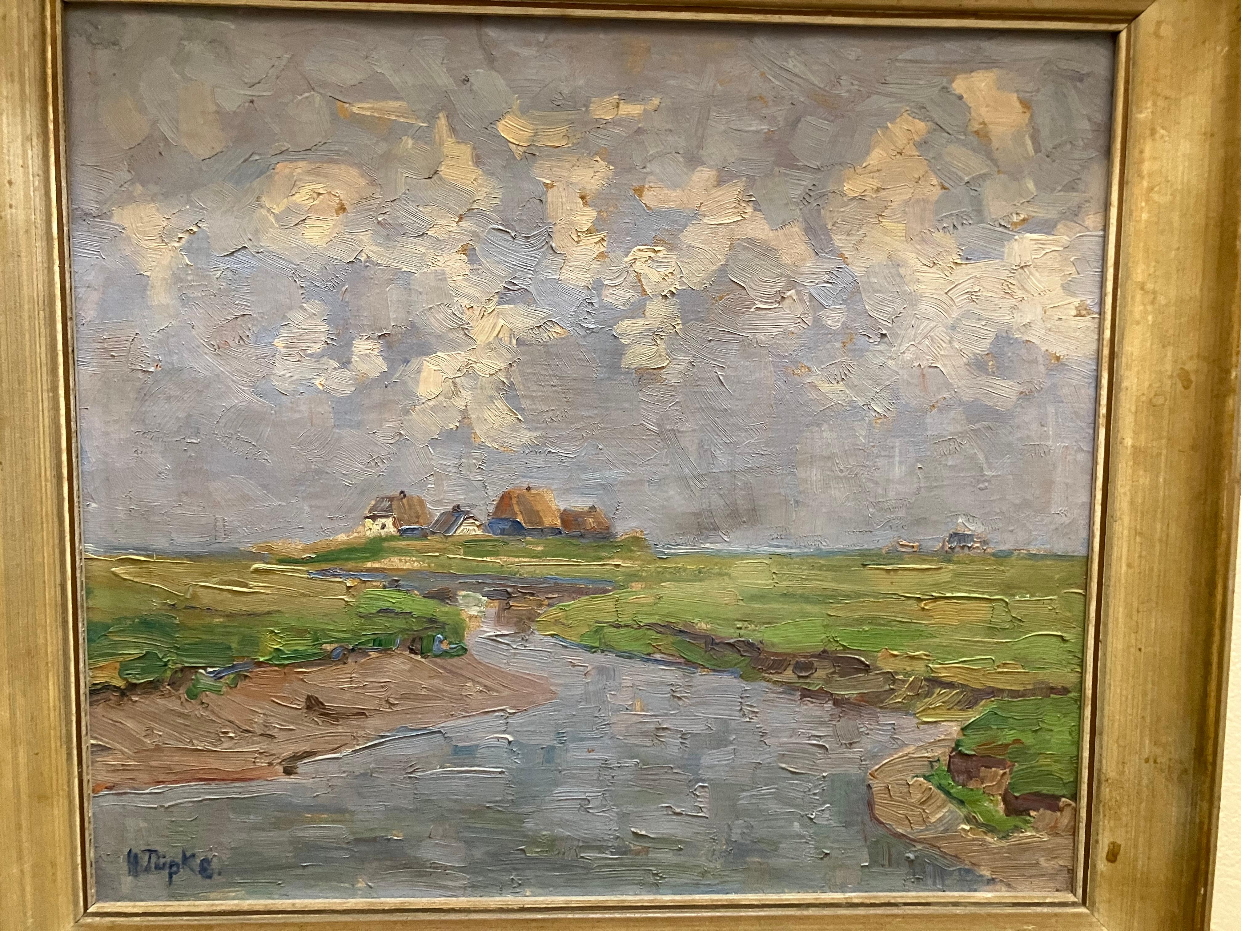 Landscape Painting di Unknown - Paesaggio polacco impressionista di Heinrich Tupke