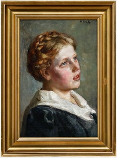 Heinz Kroh (1881-1972) - Huile encadrée du début du 20e siècle, Regard par la fenêtre